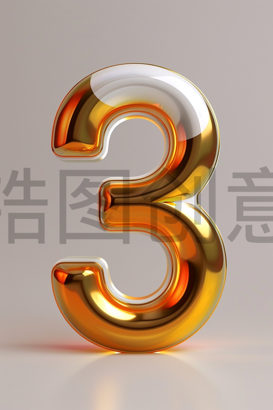 定设网-3D立体金色质感数字3