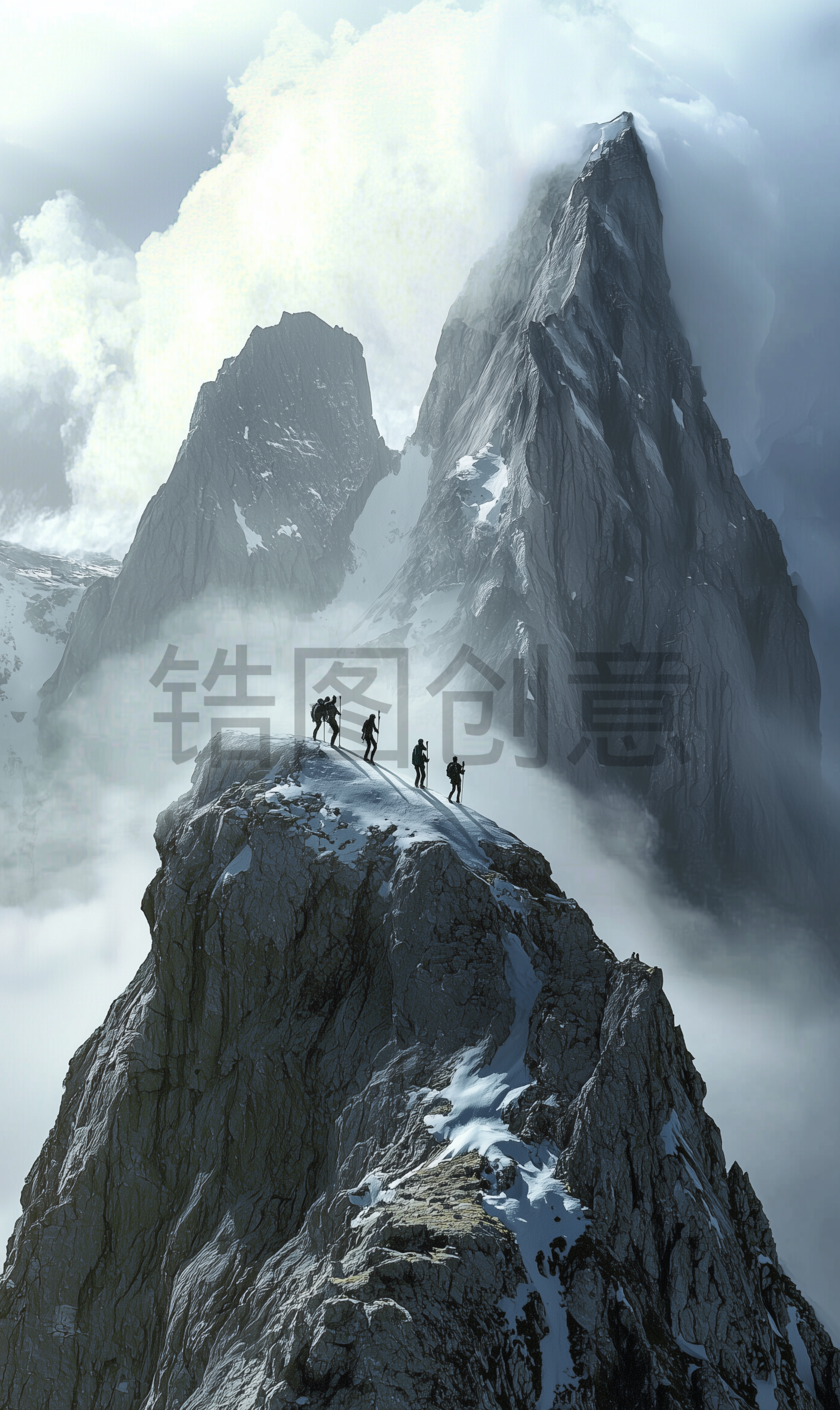 定设网-户外运动爬山团队精神坚持全力以赴团队合作默配合