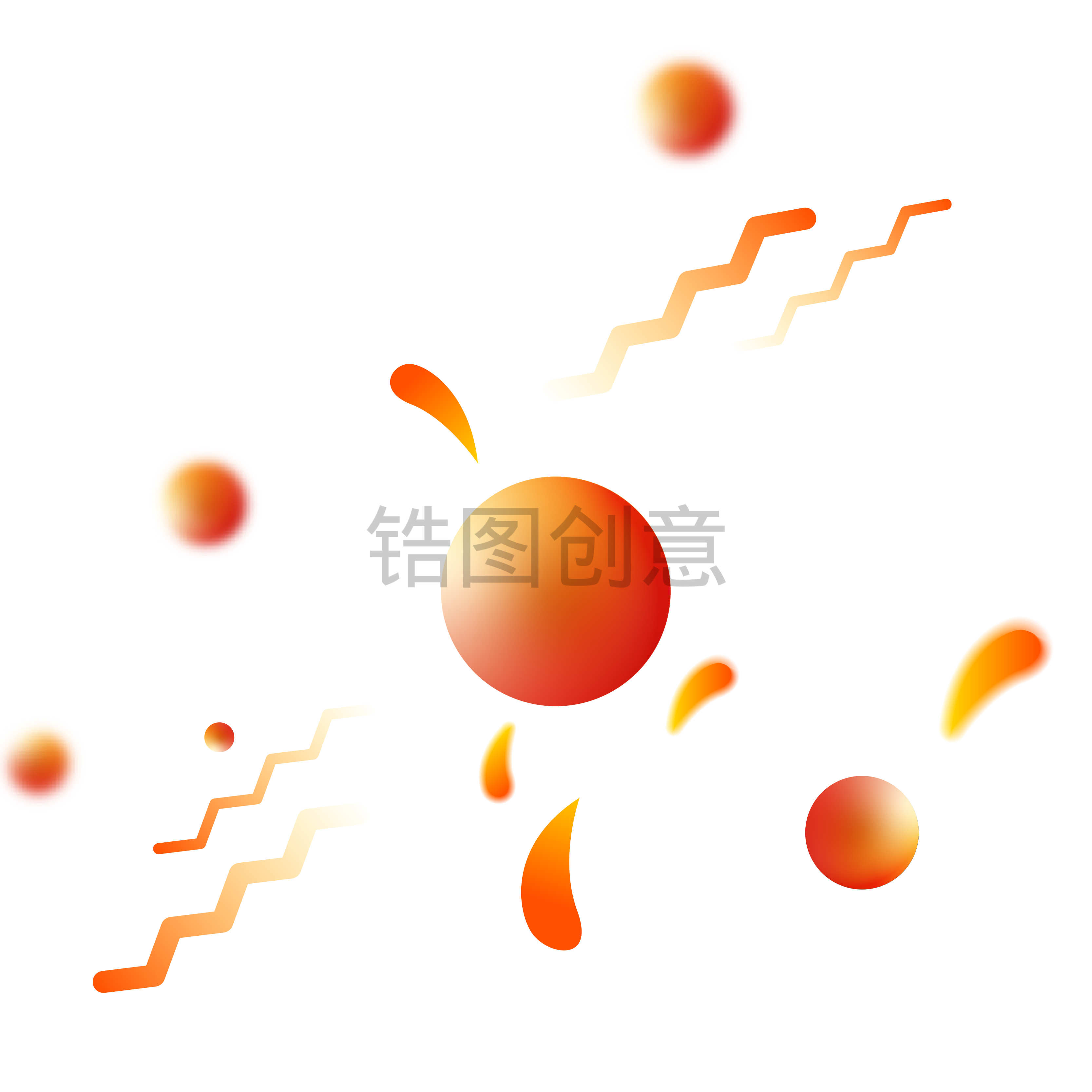 定设网-通用促销气氛线条圆形橙色漂浮球元素
