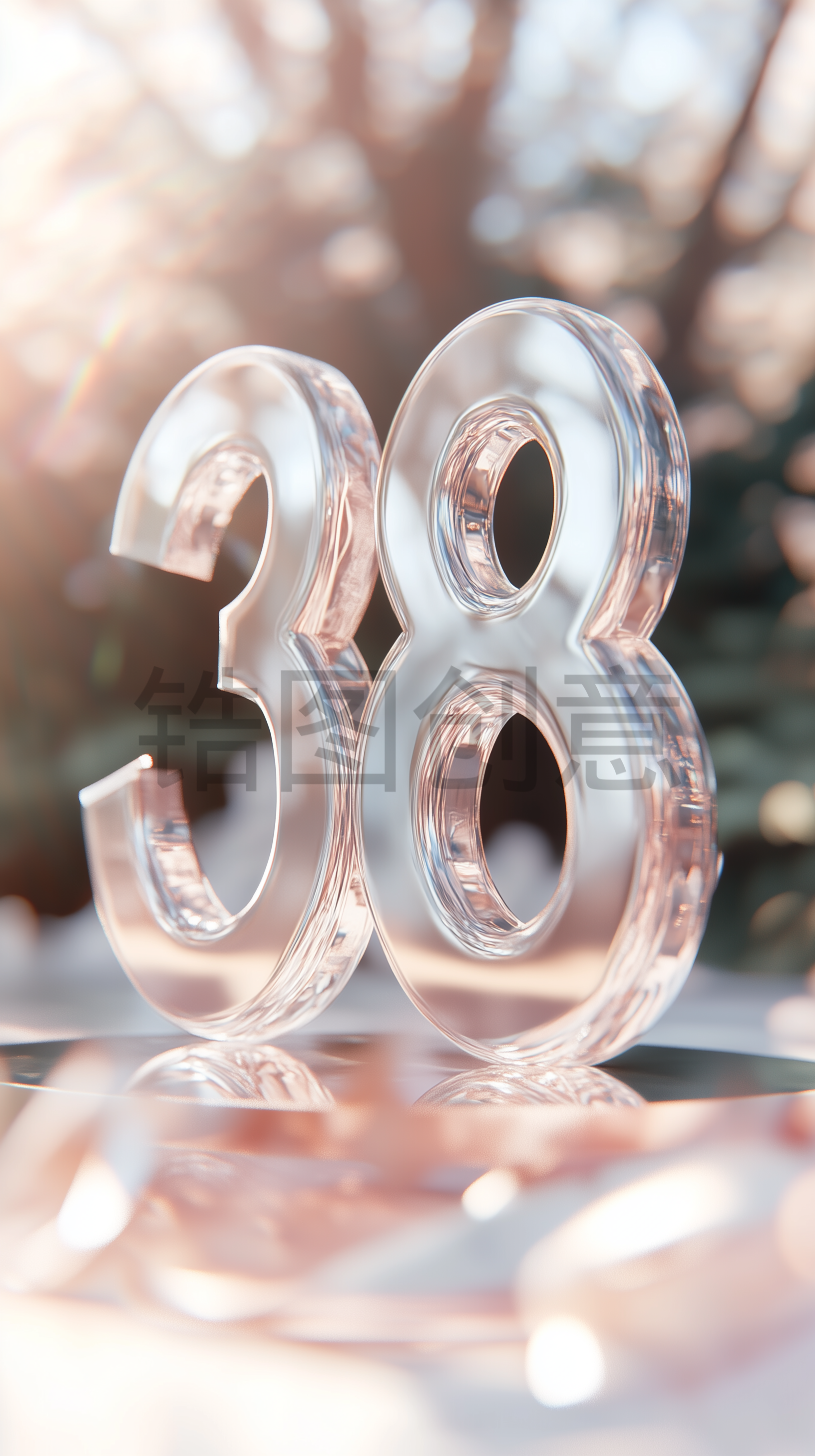 定设网-38立体透明数字妇女节女神节创意背景