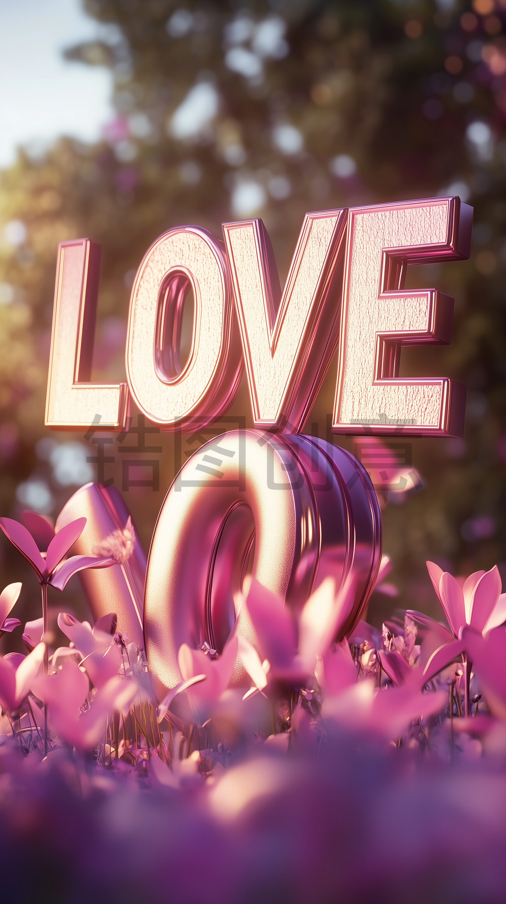 定设网-情人节的3D抽象渲染LOVE背景