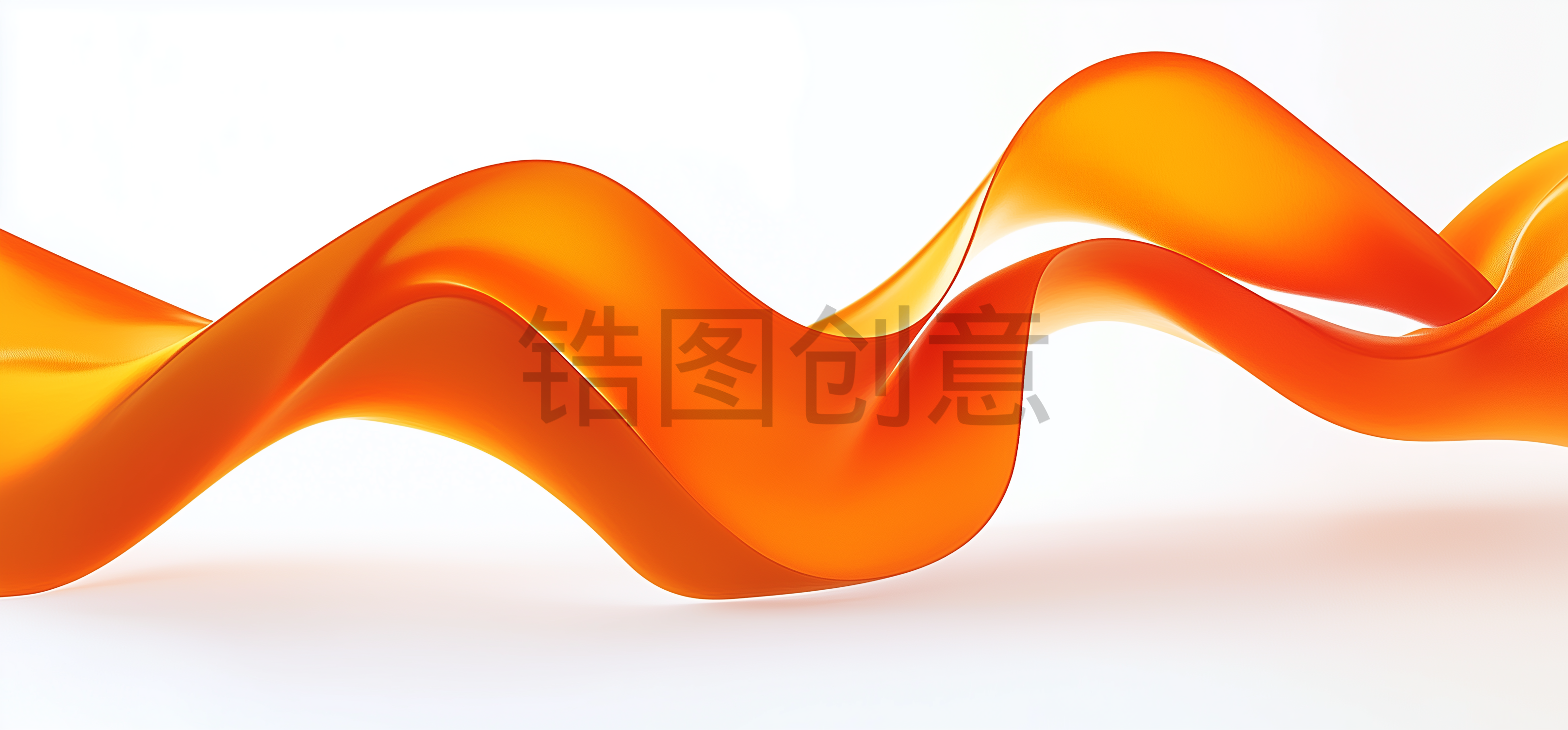 定设网-数字艺术橙色曲线飘带波浪带素材