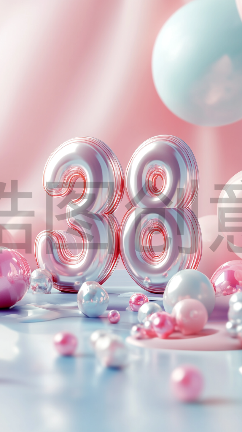 定设网-妇女节3d渲染电商促销活动LOVE写实背景