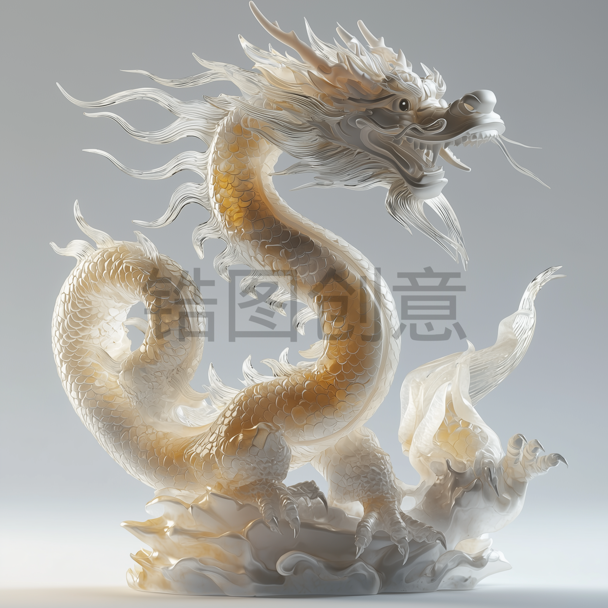 定设网-3d立体中国龙玉玺摆件龙元素