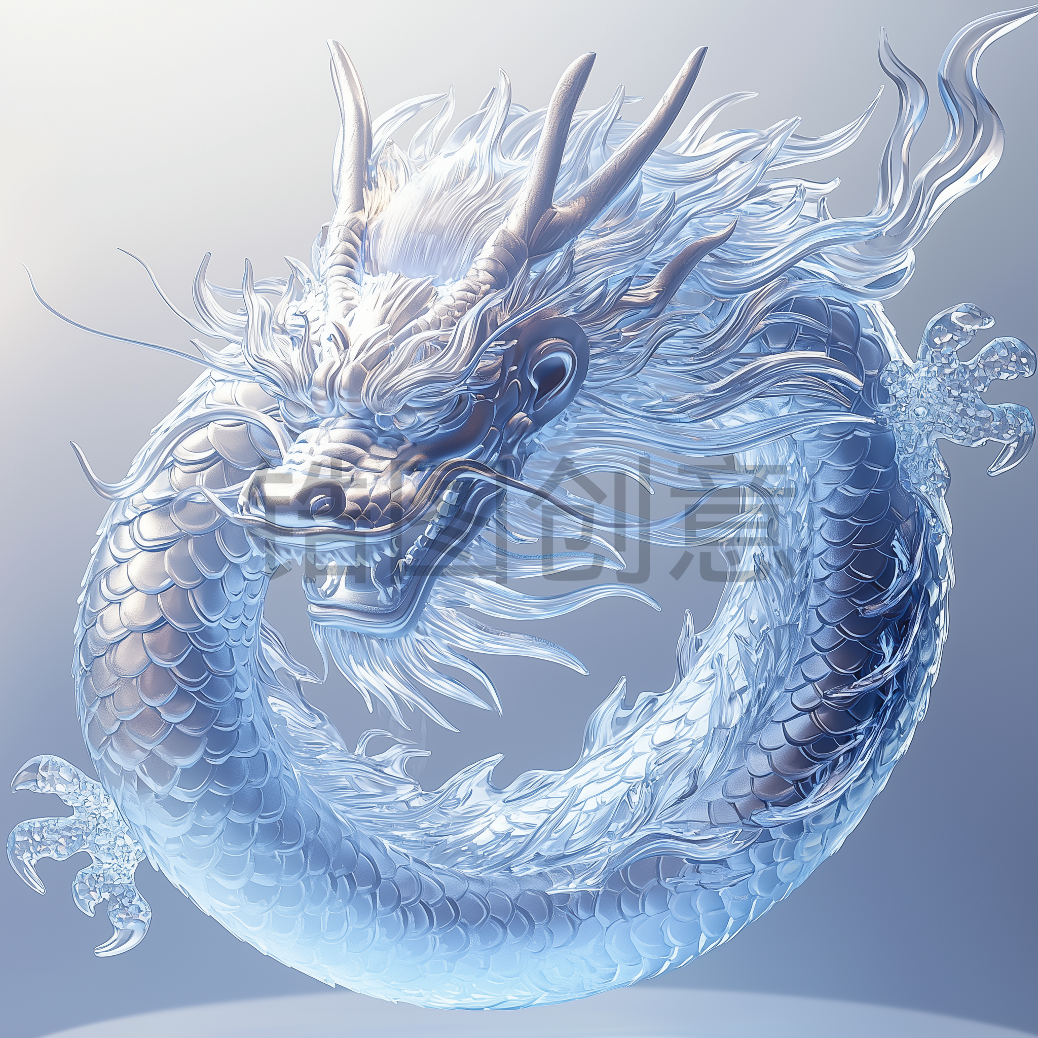 定设网-中国龙3D立体水晶透明龙元素