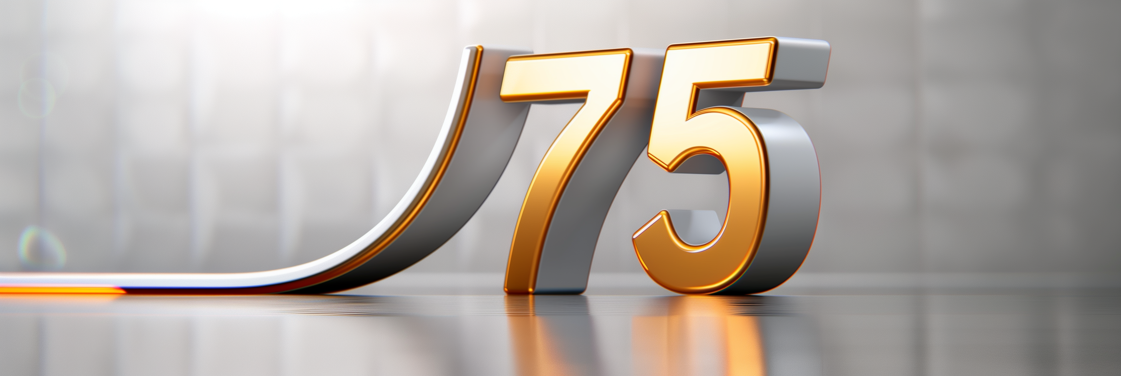 定设网-3d立体金色质感数字75背景
