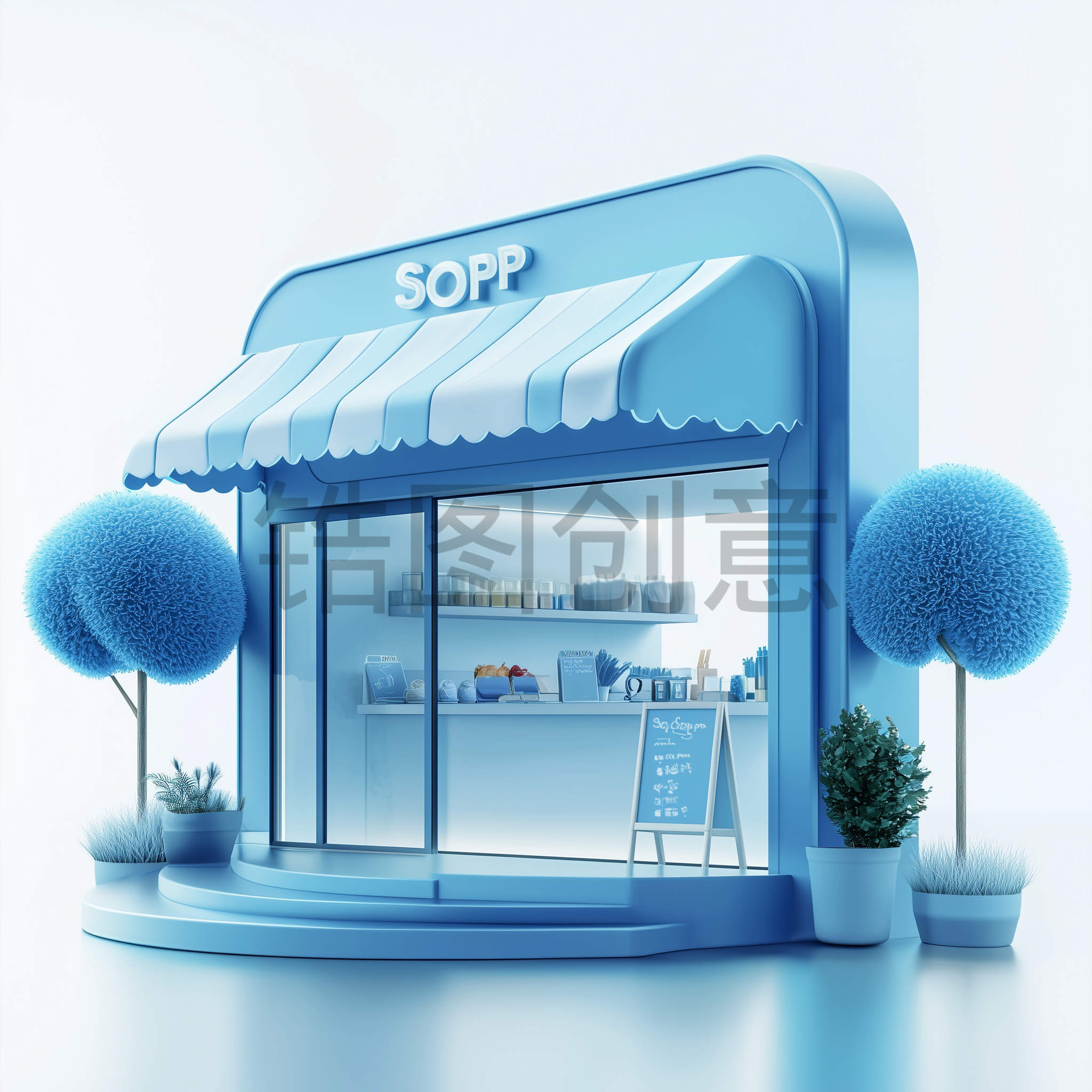 定设网-3d立体商铺商店店铺模型背景