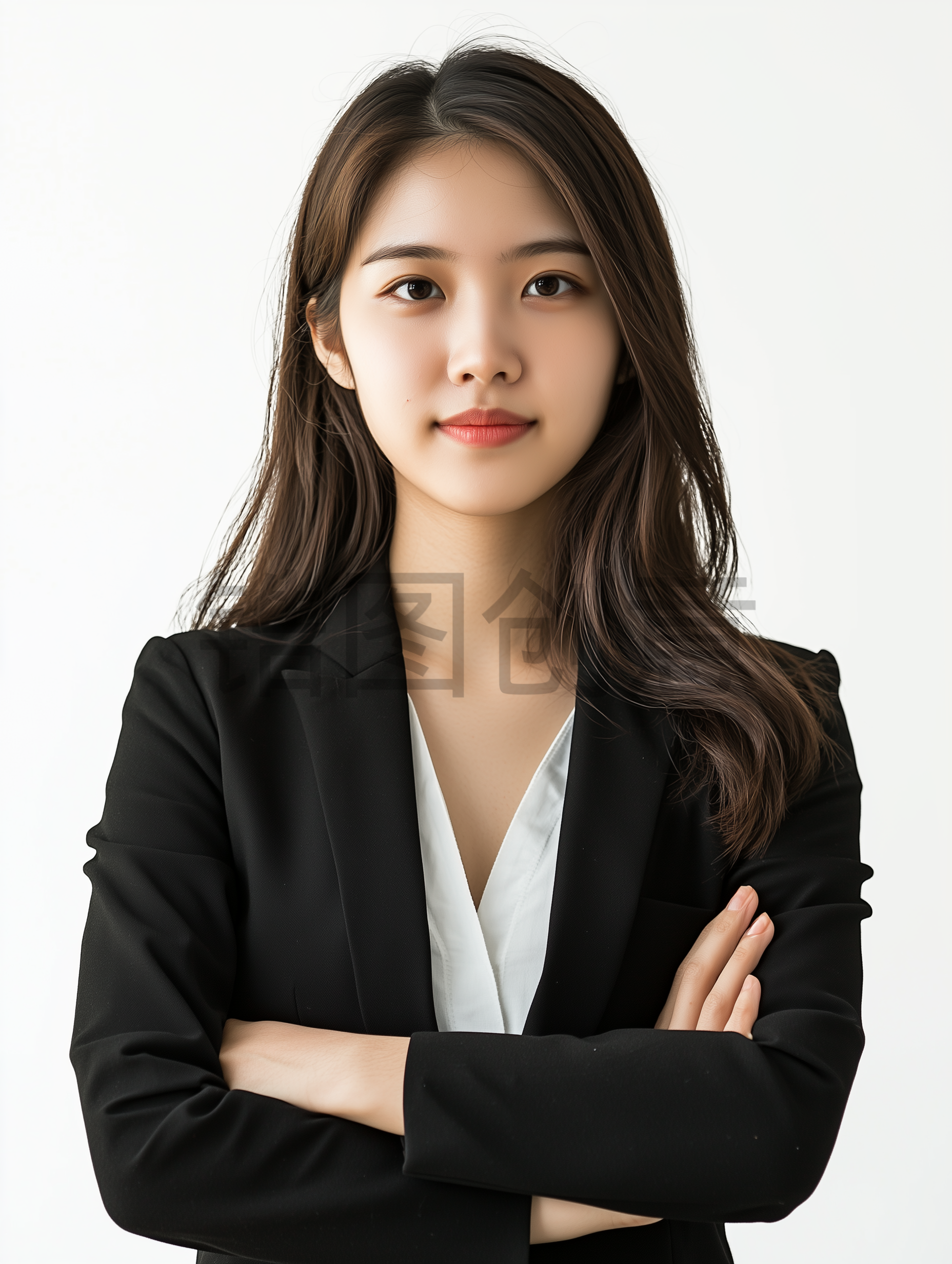 定设网-穿着职业服装的年轻长发女性写实照片
