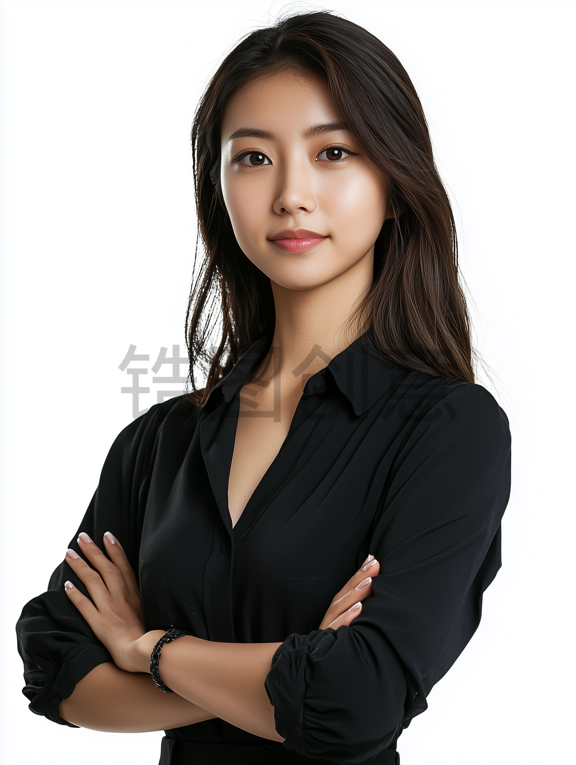 定设网-穿着职业服装的年轻长发女性写实照片