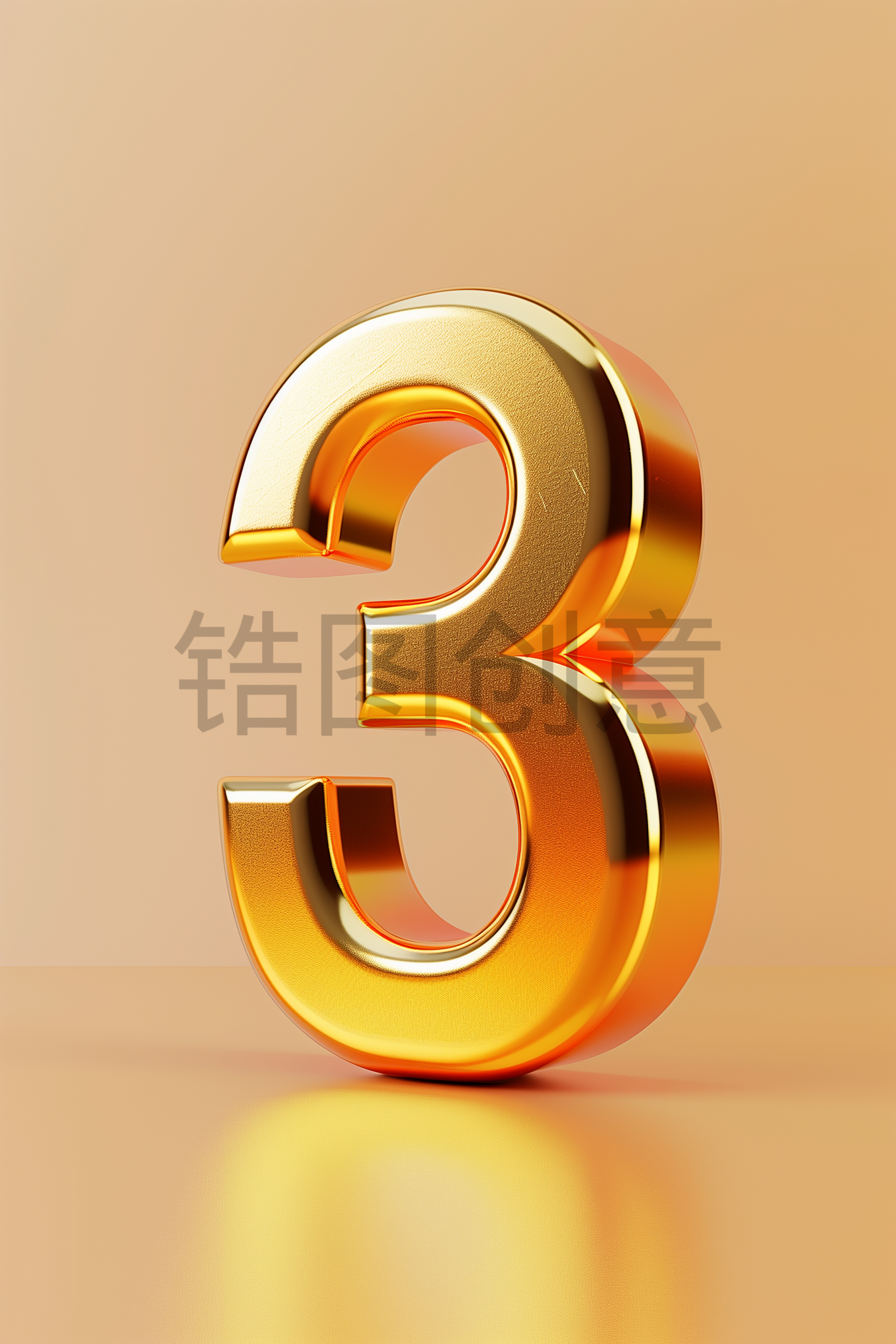 定设网-3d立体金属质感数字3背景元素