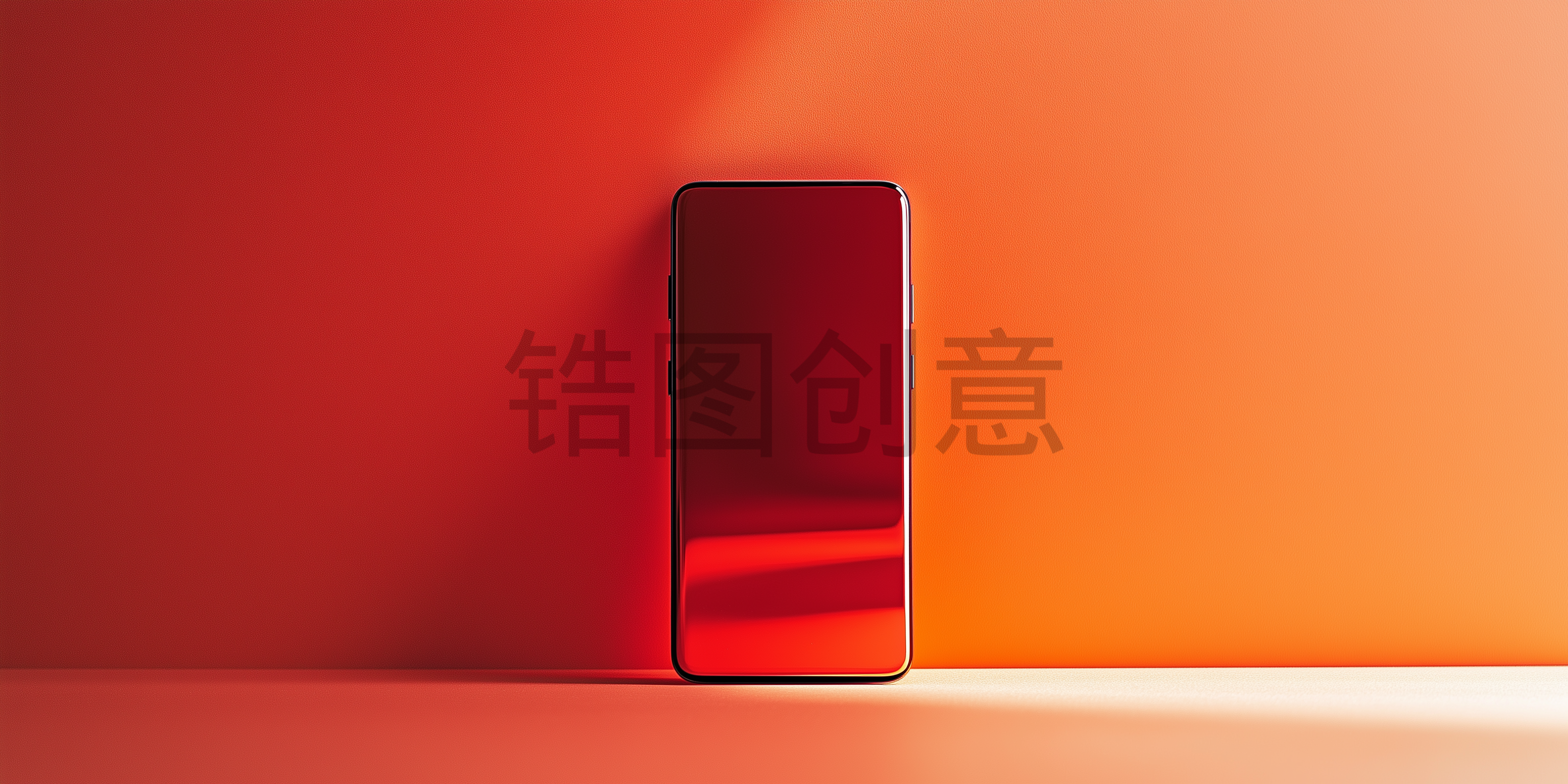 定设网-红色橙色渐变手机样机贴图背景素材
