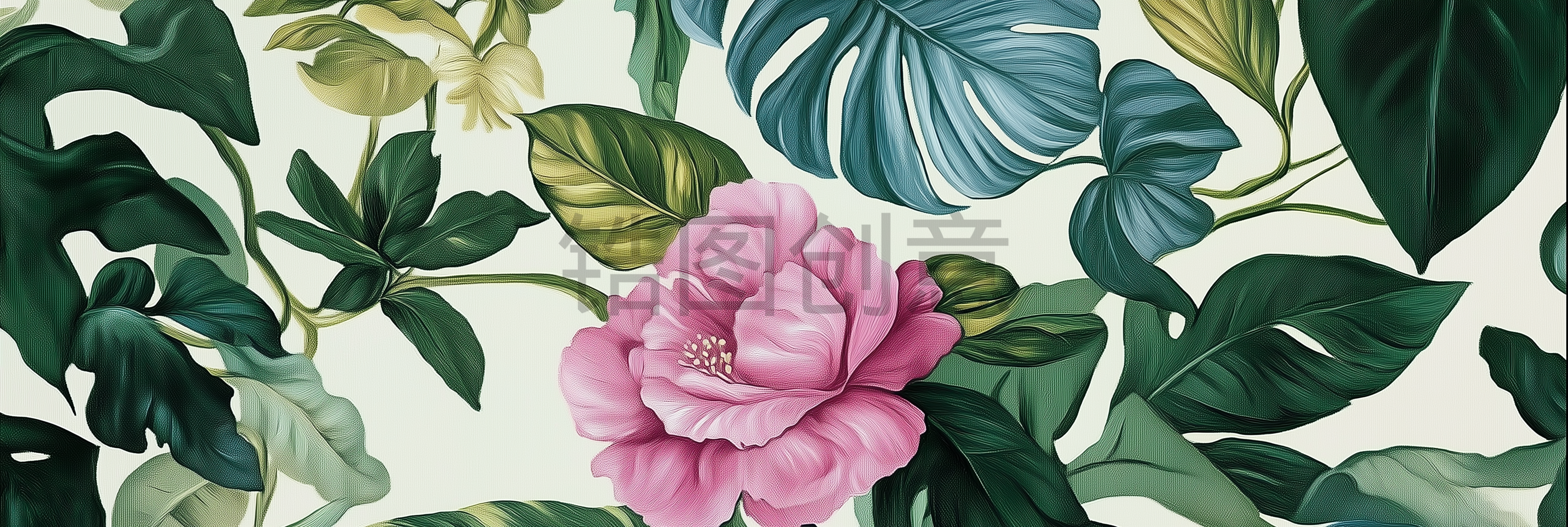 定设网-复古花卉花朵绿植绿叶素材背景