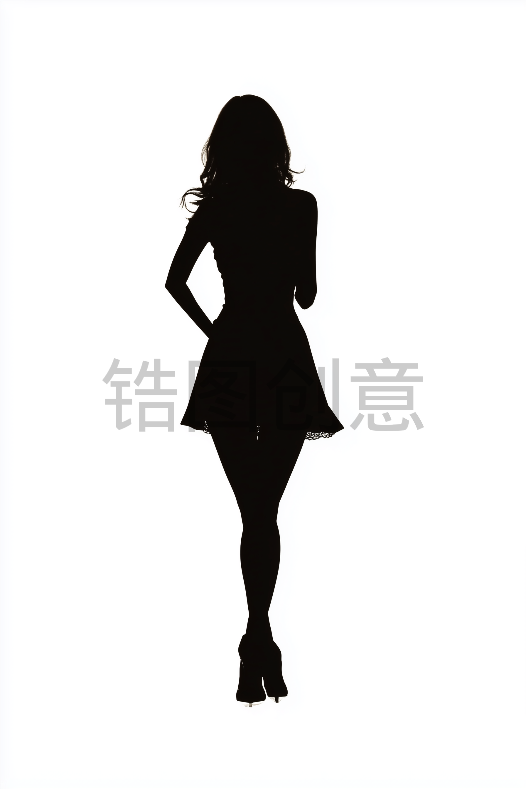 定设网-穿礼服裙子女人简约剪影元素