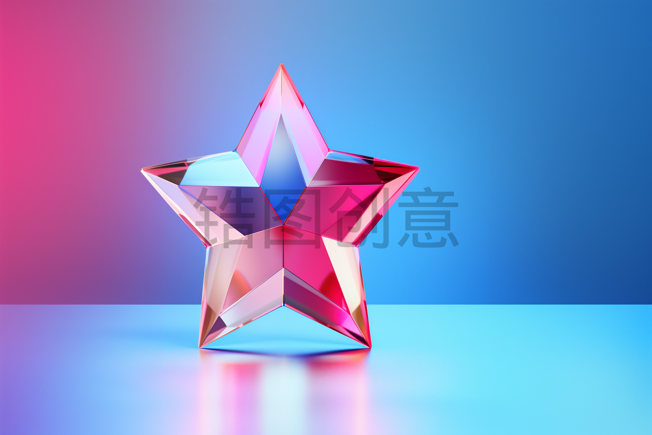 定设网-五角星3d立体透明星星质感元素