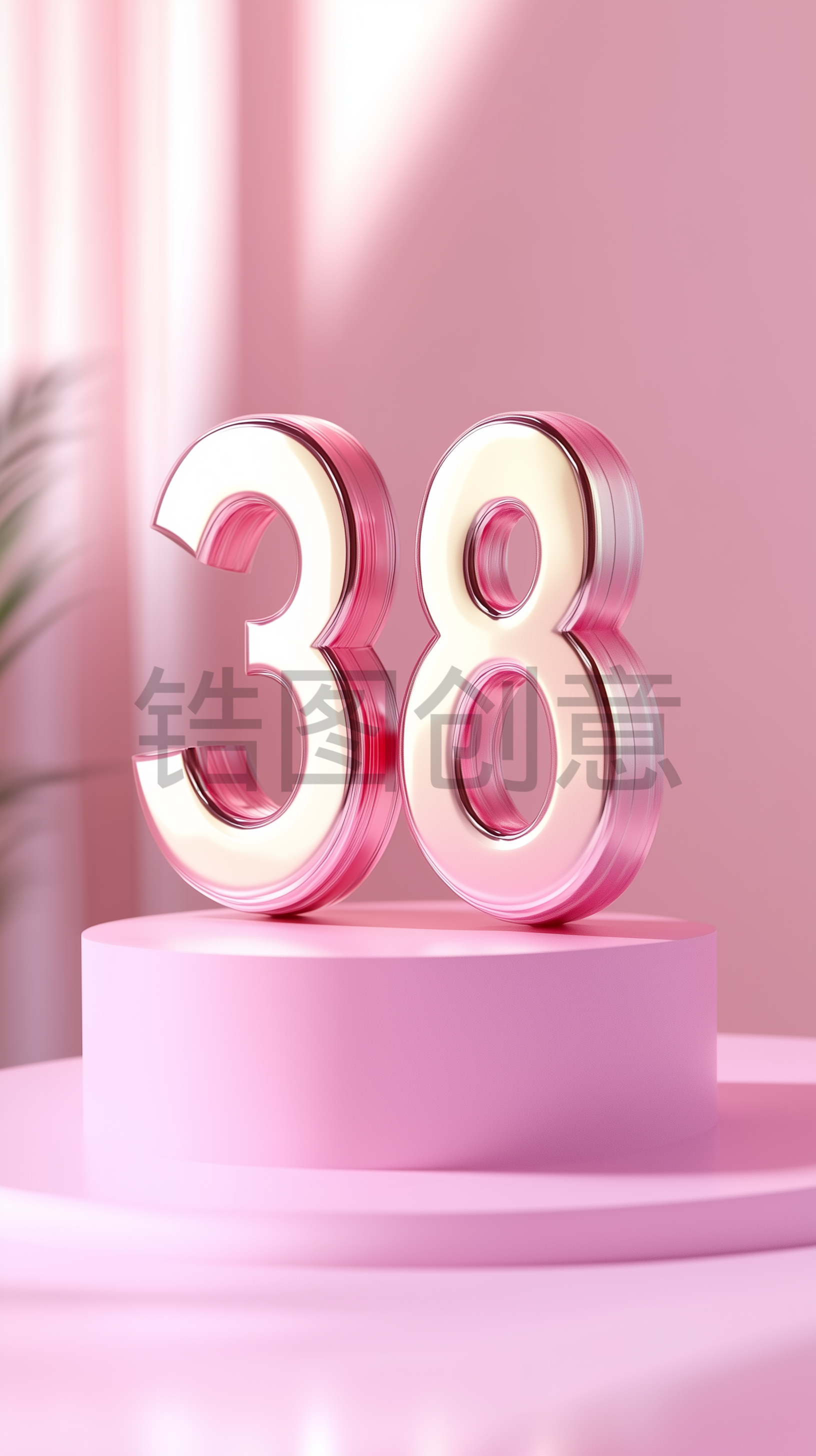 定设网-立体数字3d渲染38妇女节电商促销活动产品展台背景