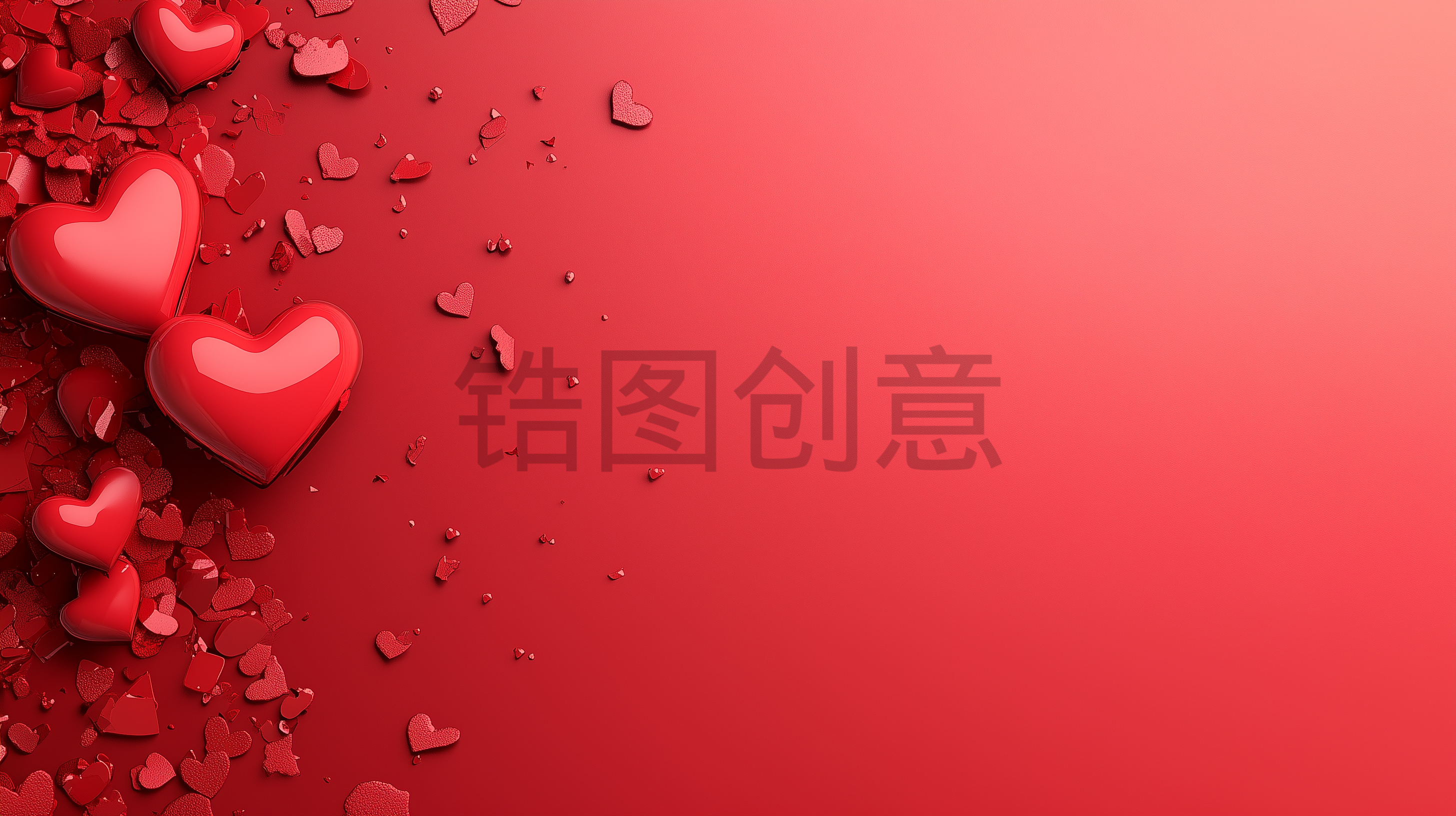 定设网-红色质感3d爱心渐变背景图片素材