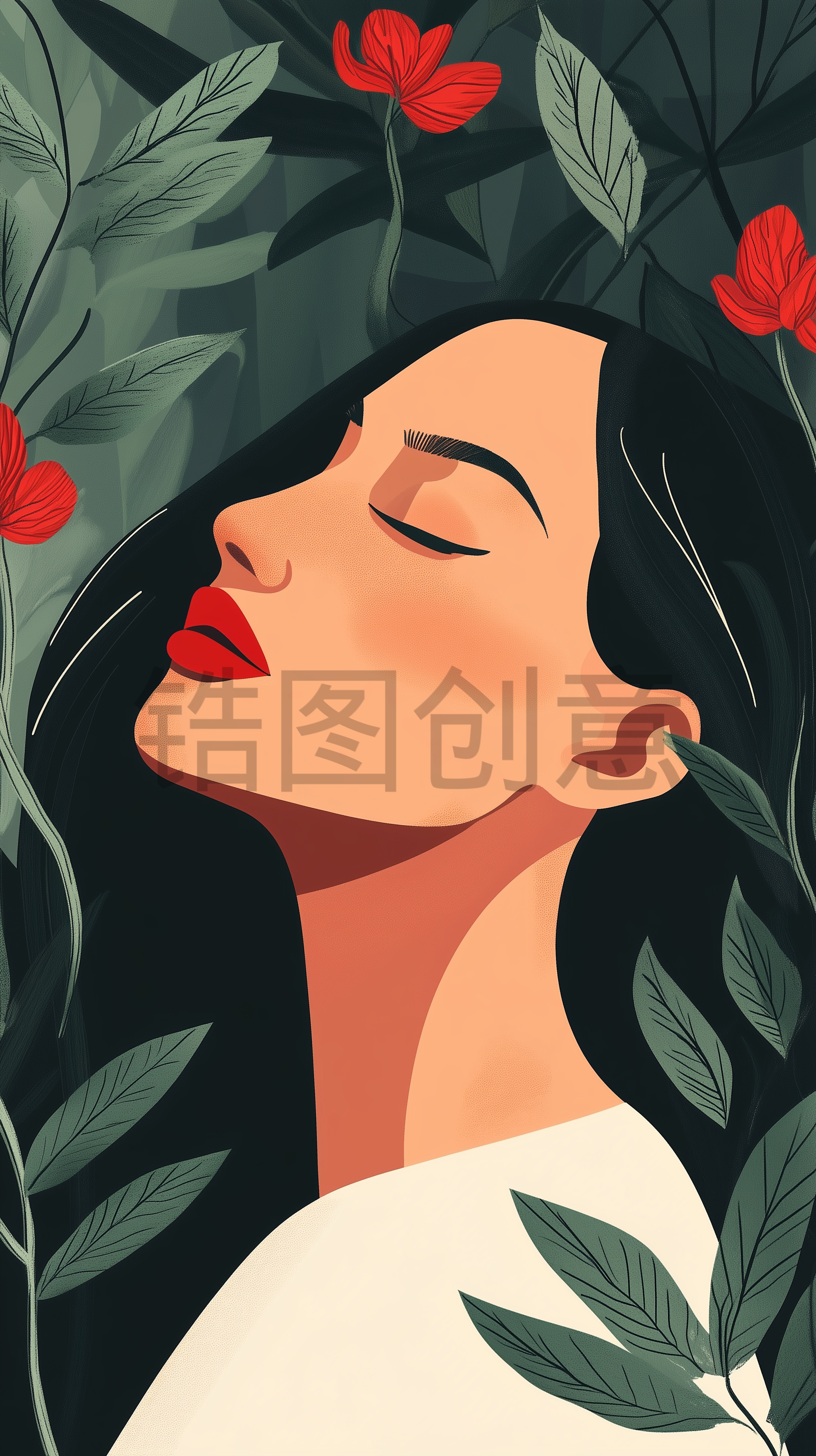 定设网-三八妇女节女王节女神节插画优雅女性人物元素素材