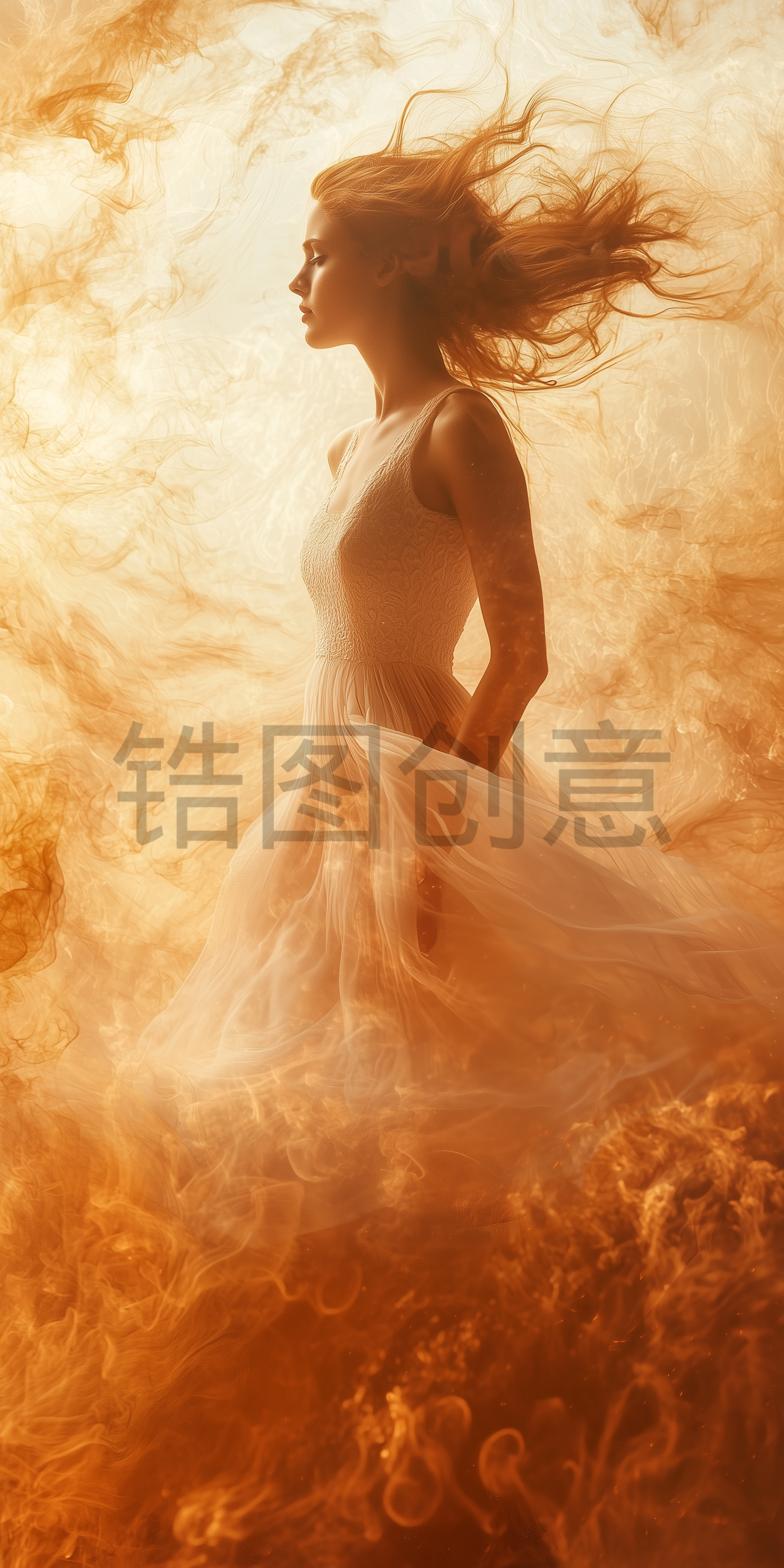 定设网-数字艺术长裙女生侧脸女神节母亲节唯美意境写实背景