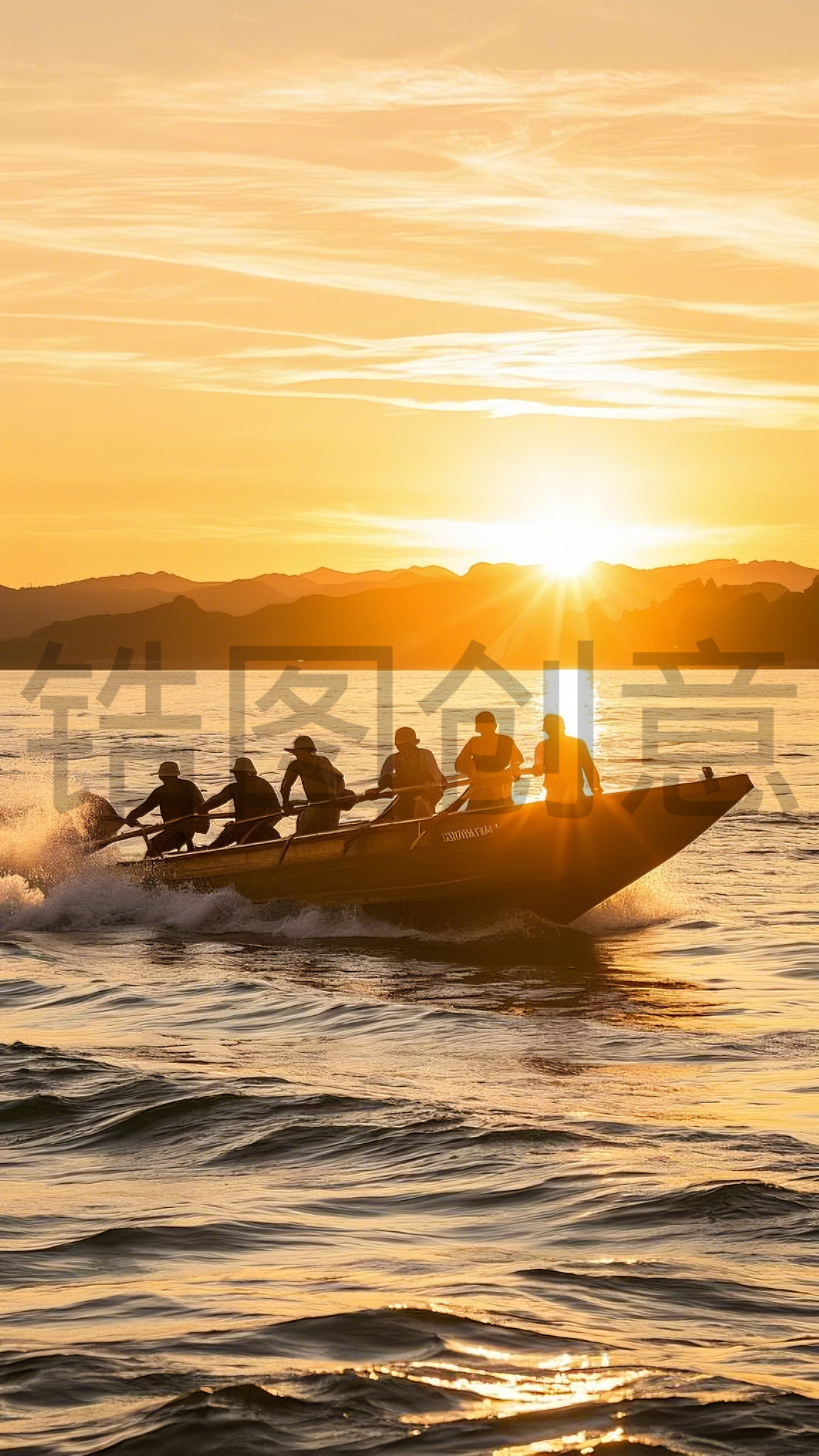 定设网-写实湖面上船航行船只前行自然背景