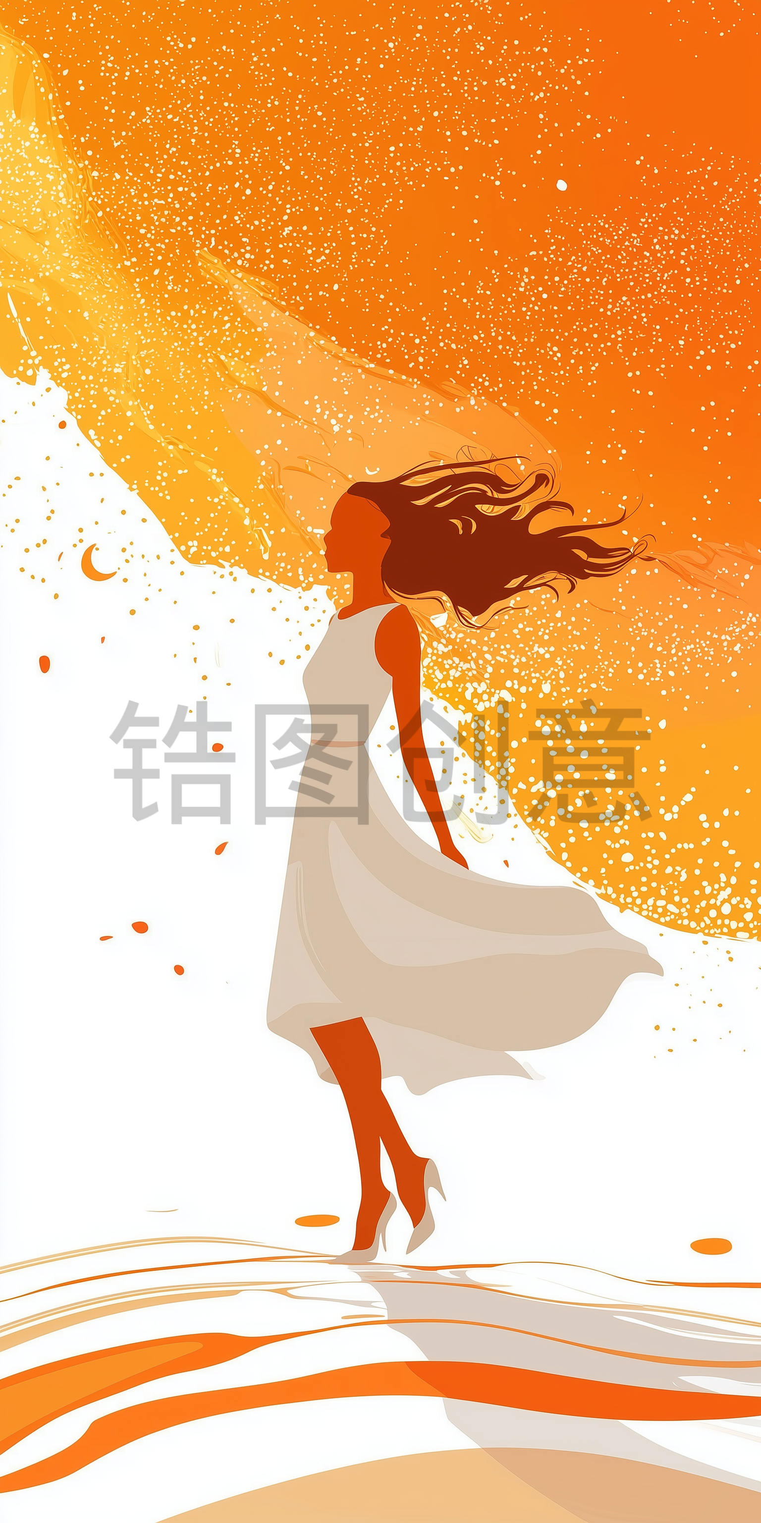 定设网-女生女神节母亲节卡通插画背景