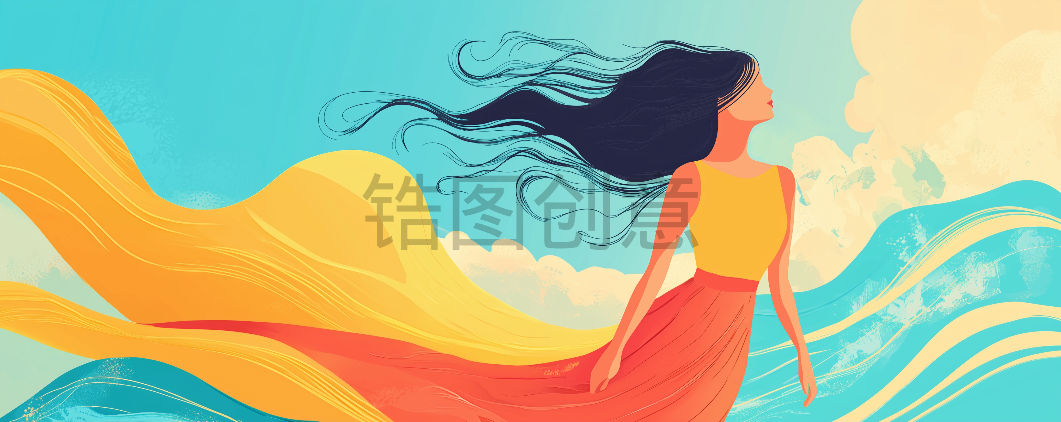 定设网-女神节母亲节通用插画卡通背景
