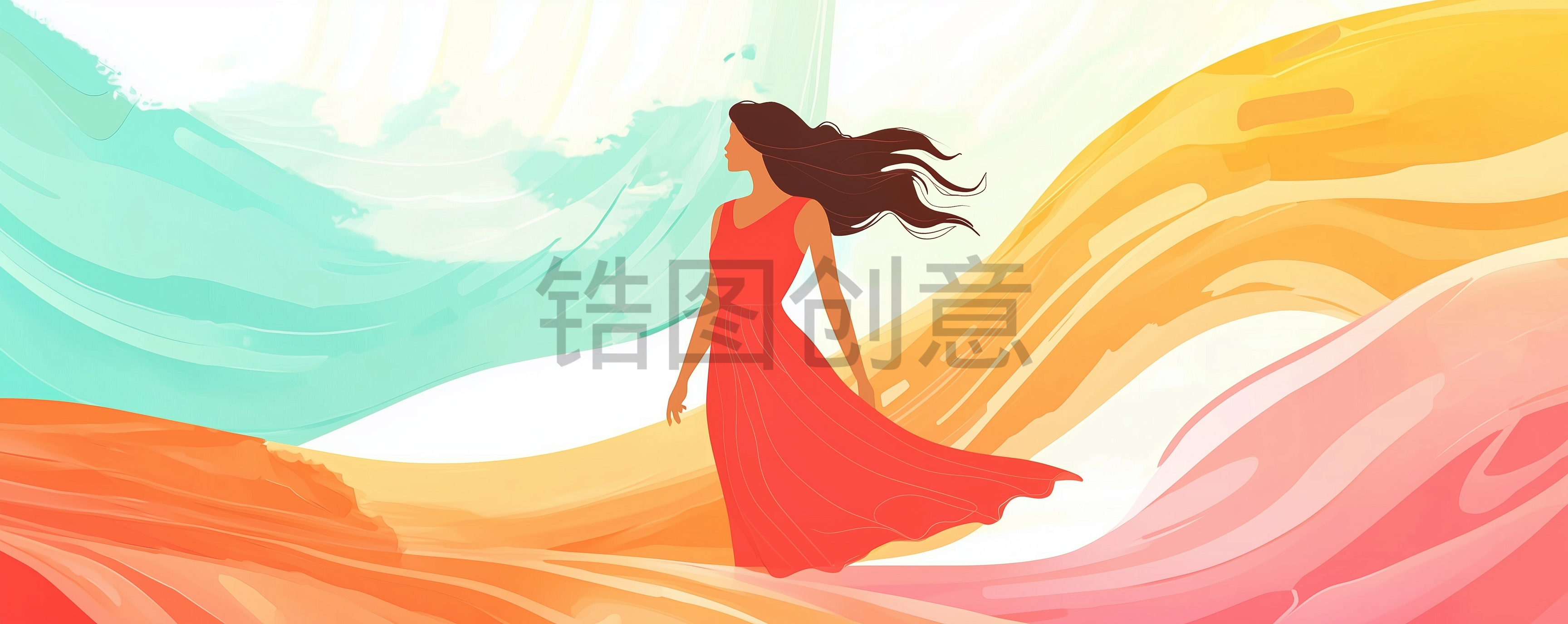 定设网-38妇女节女神节节日唯美浪漫卡通插画背景png素材