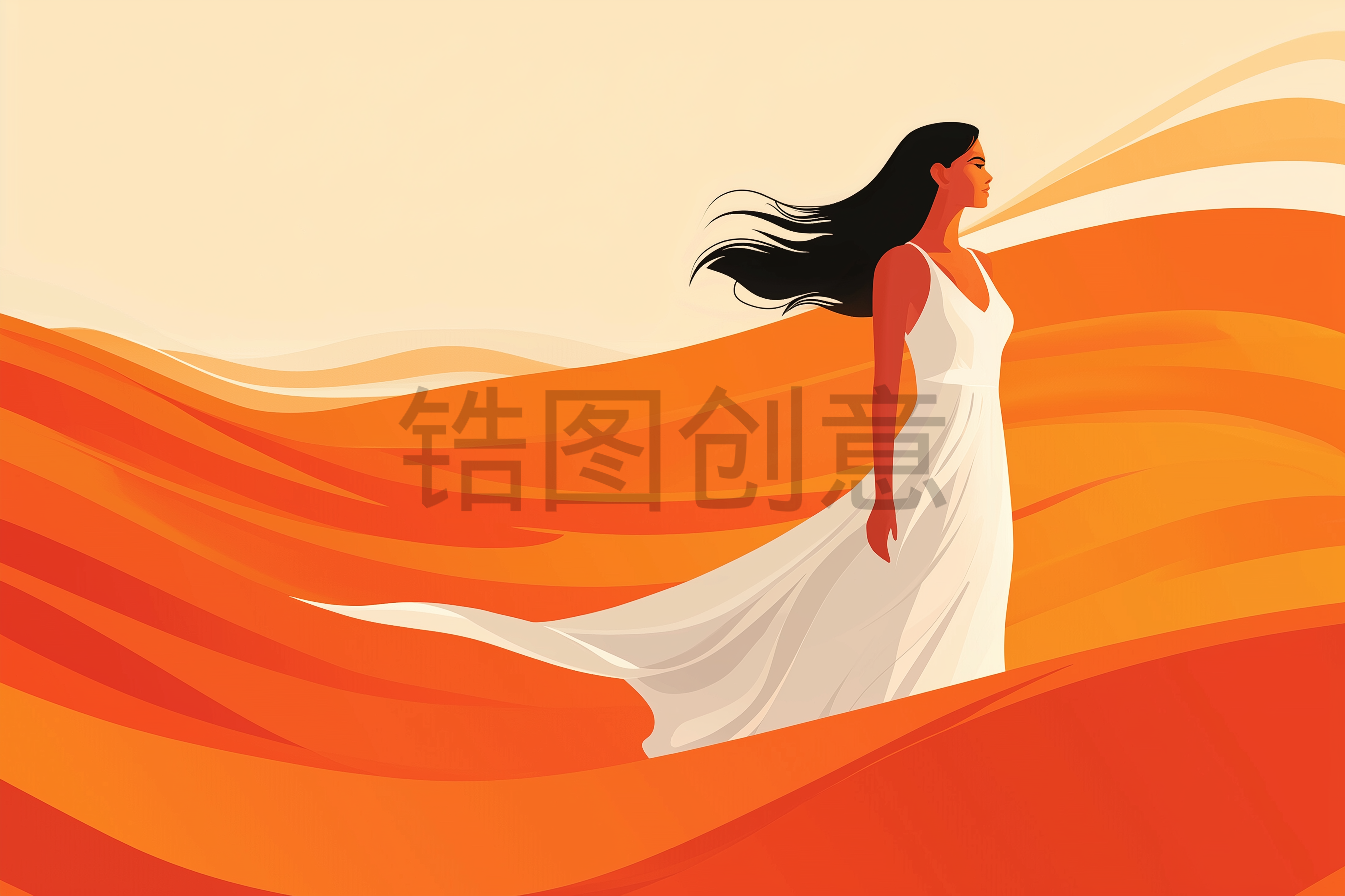 定设网-38妇女节女神节节日唯美浪漫卡通插画背景素材