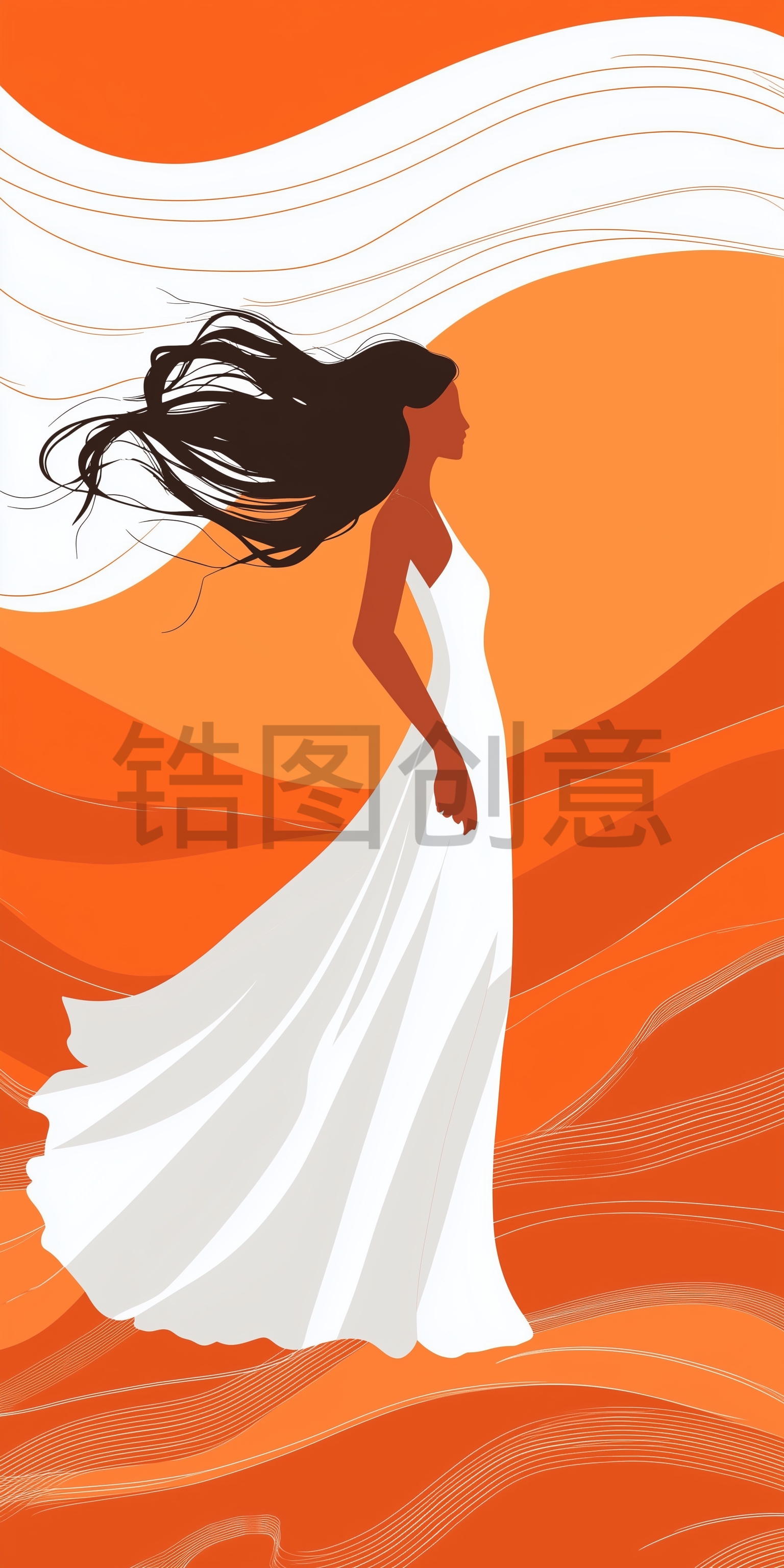 定设网-女生女神节母亲节简约卡通插画背景