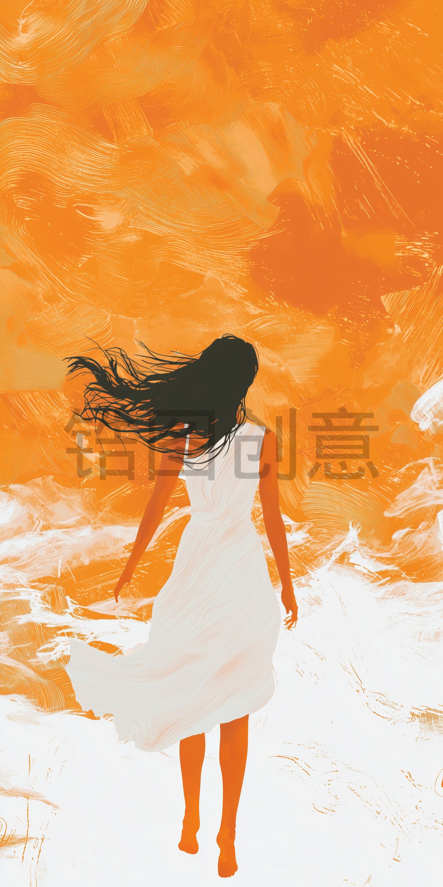 定设网-女生背影女神节母亲节唯美浪漫花草水彩画卡通背景