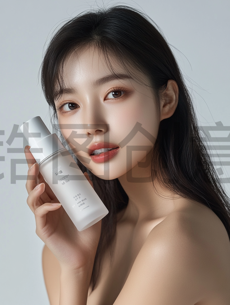 定设网-手拿产品亚洲化妆美妆彩妆美容护肤模特明星肤感质感人物素材