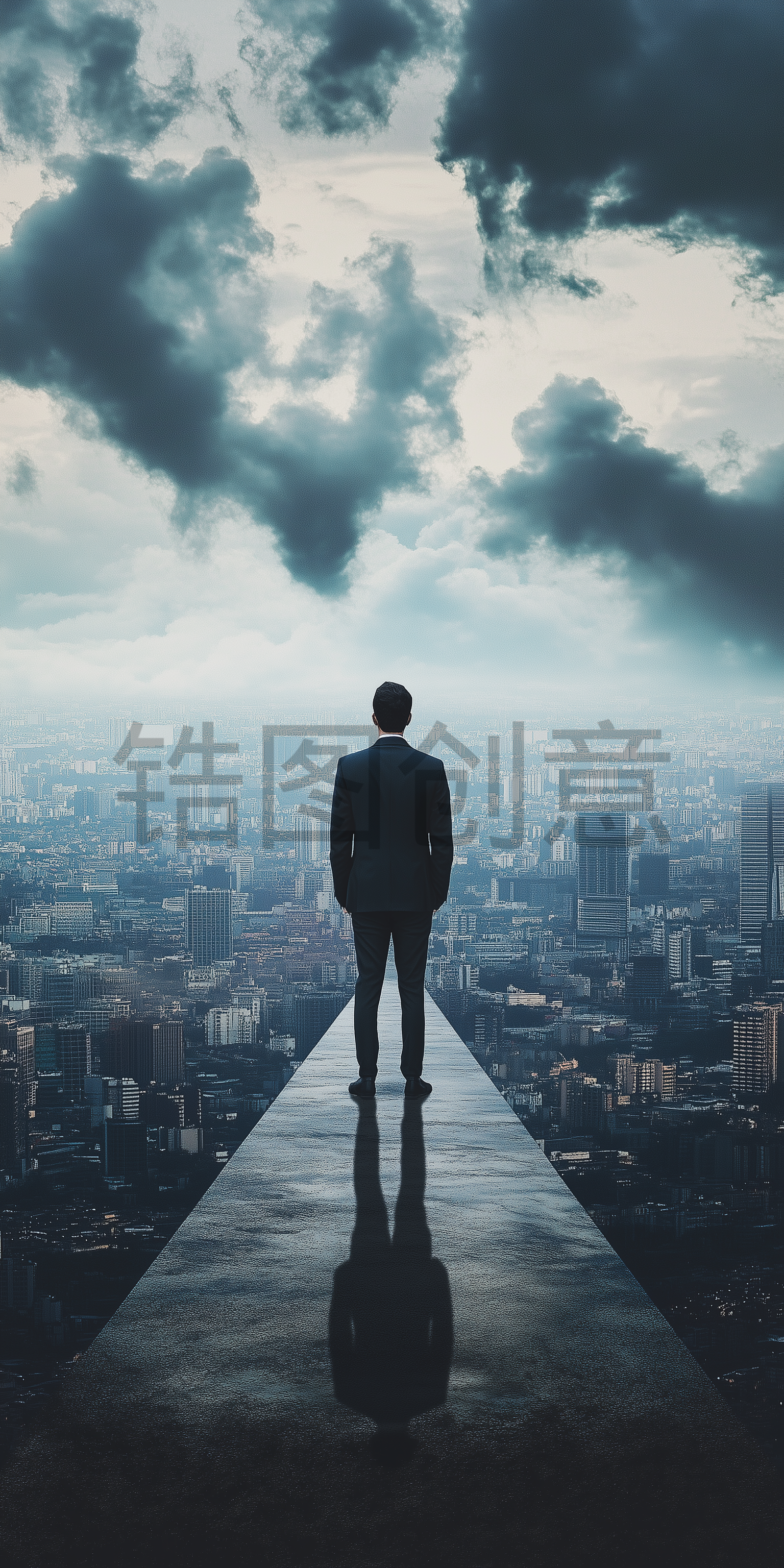 定设网-商务男士俯瞰城市创意商务办公背景素材_copy