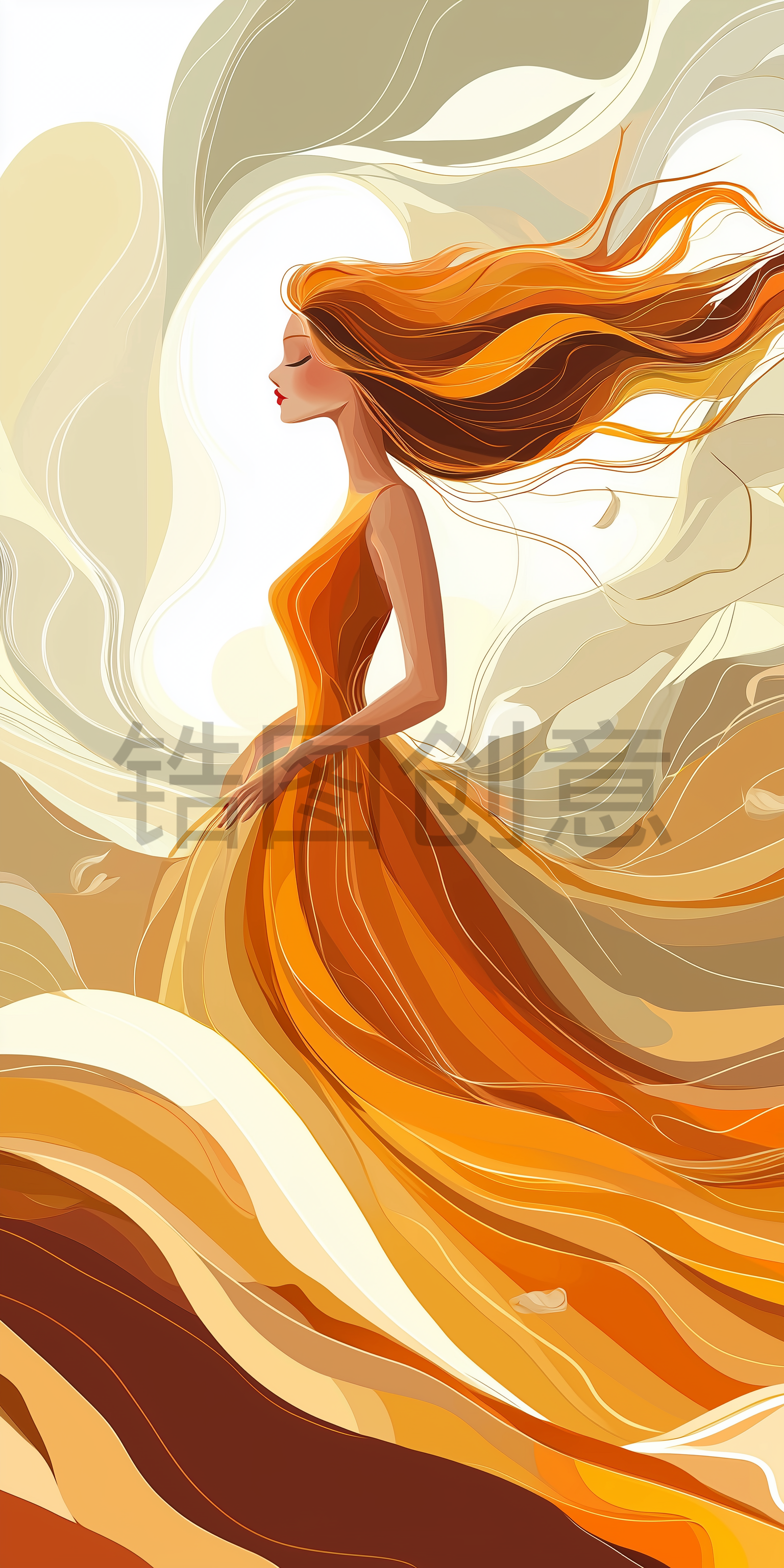 定设网-女生女神节母亲节卡通插画背景
