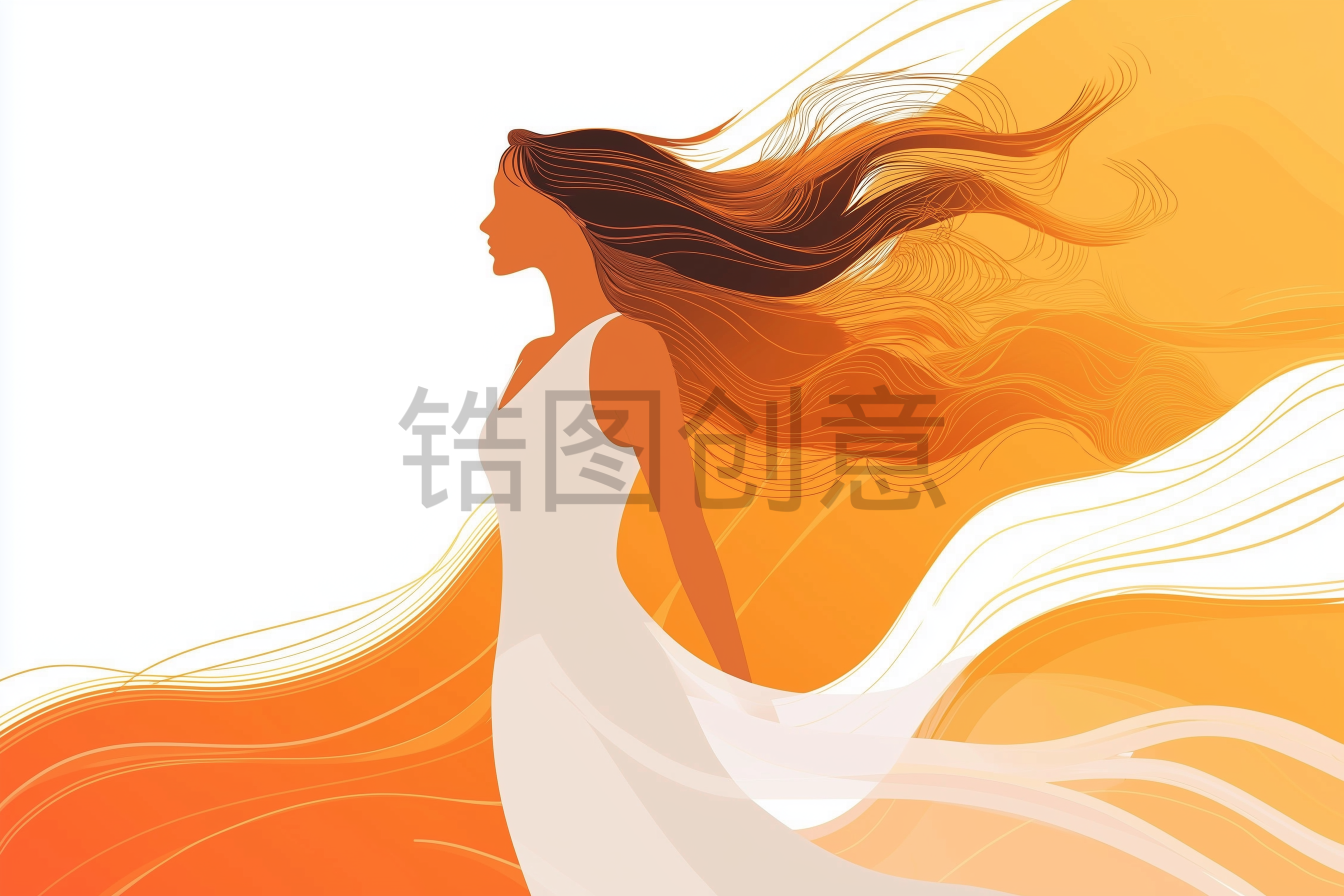 定设网-女生女神节母亲节唯美浪漫卡通简约橙色背景