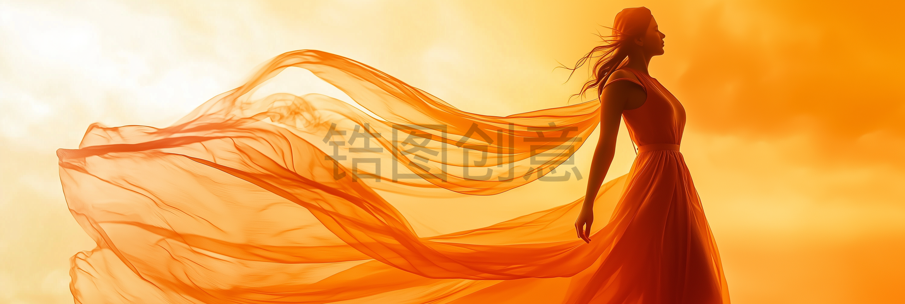 定设网-长裙女生侧脸女神节母亲节唯美意境写实背景