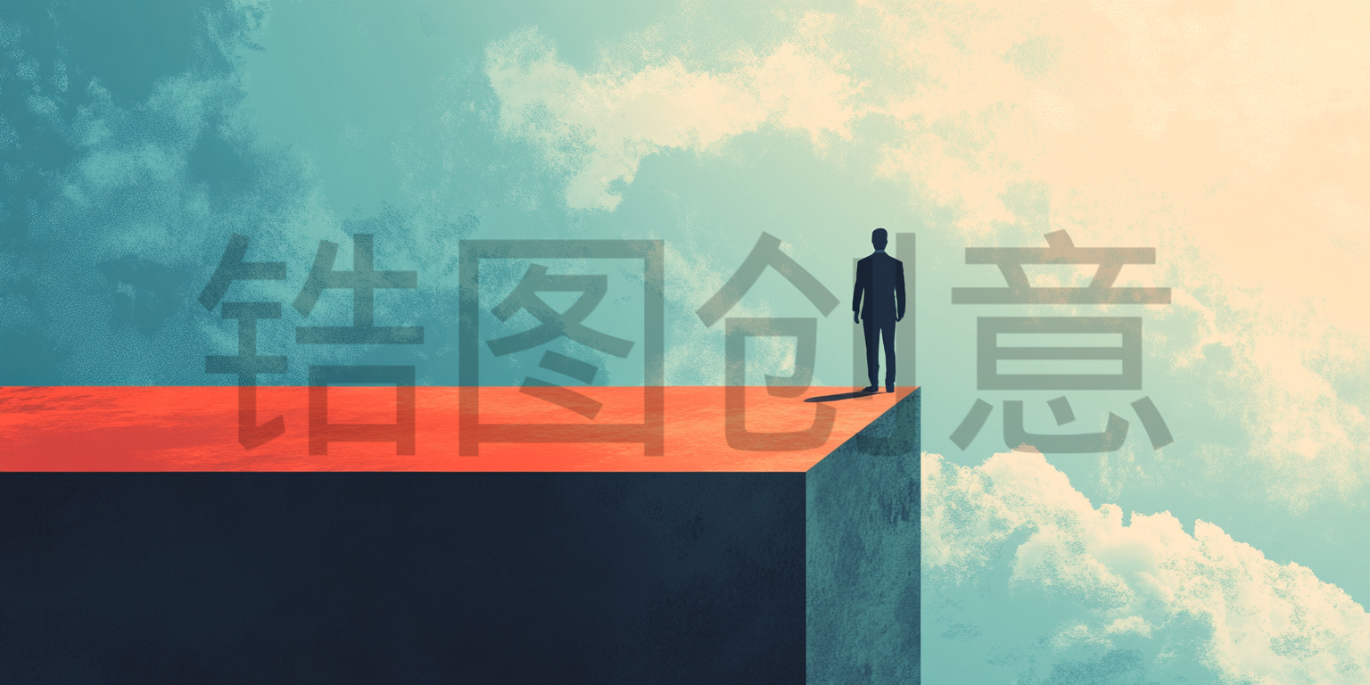 定设网-商务男士站在大空间背影卡通插画背景