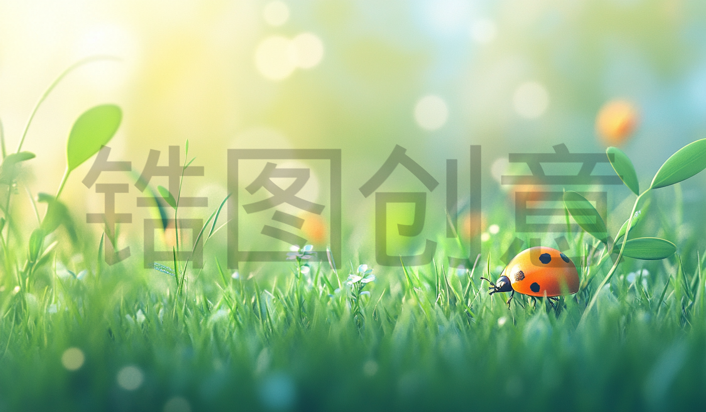 定设网-定设网-数字艺术惊垫实景感远景植物昆虫瓢虫组合背景