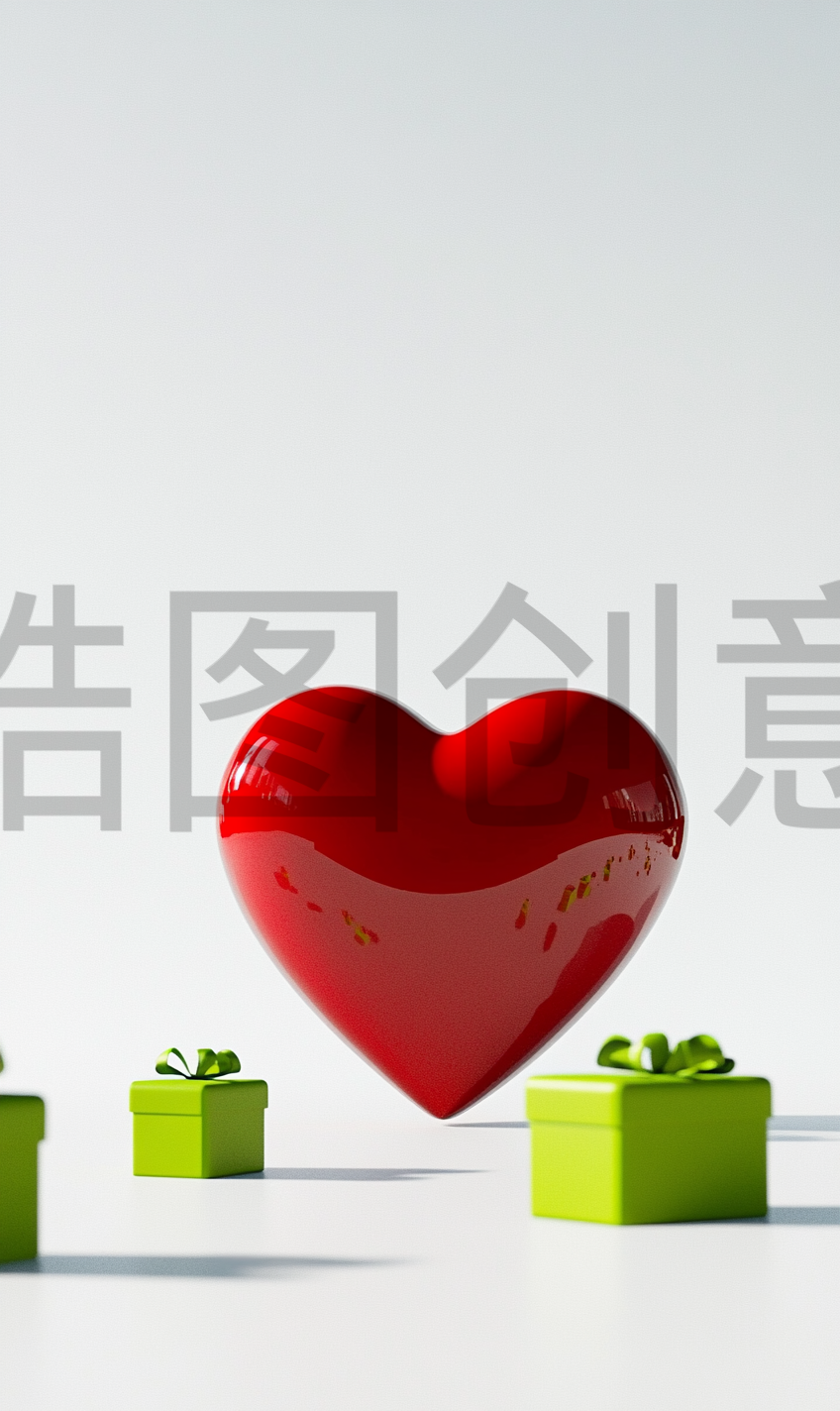 定设网-促销活动3d立体爱心礼物礼盒简约背景