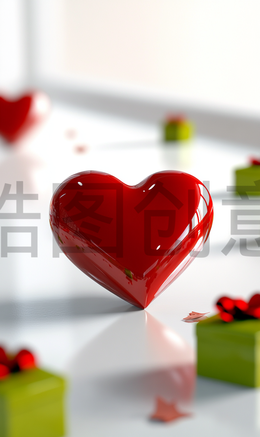 定设网-促销活动3d立体爱心礼物礼盒简约背景