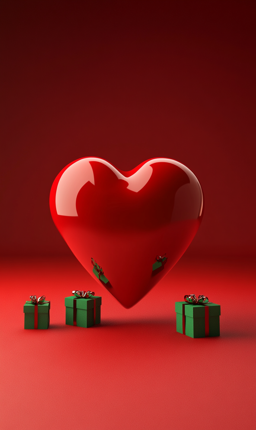 定设网-红色促销活动3d立体爱心礼物礼盒简约背景