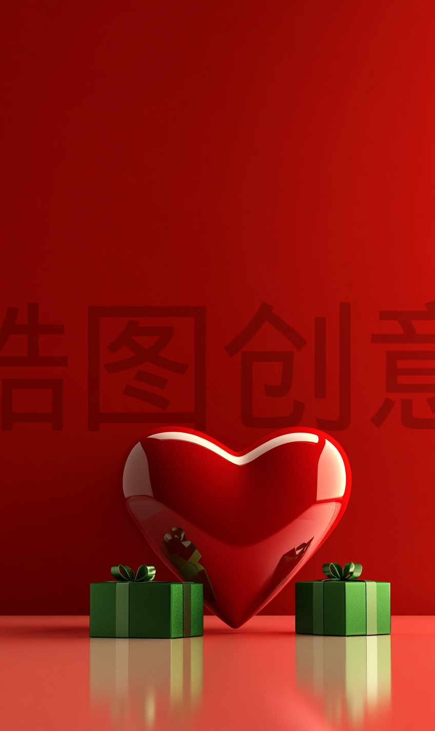 定设网-红色促销活动3d立体爱心礼物礼盒简约背景