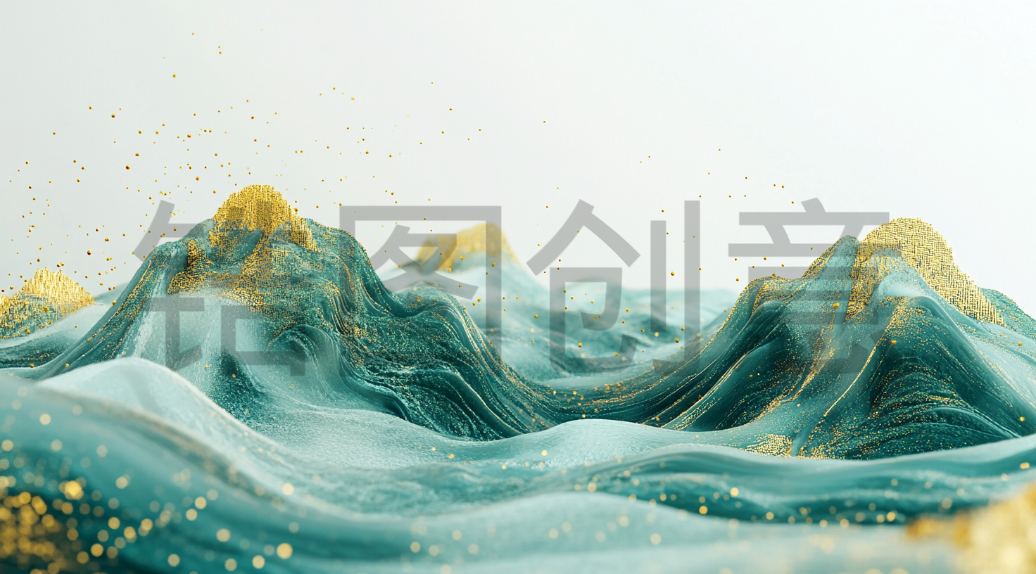 定设网-3D中式山水绿色背景素材