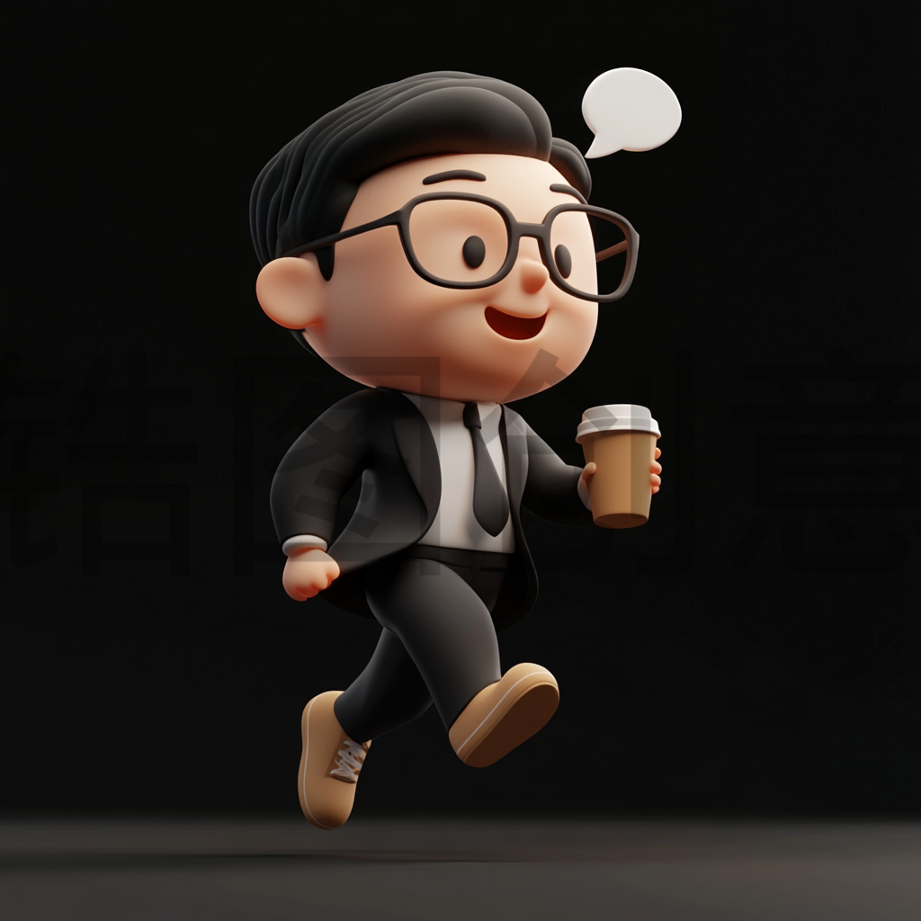 定设网-3d立体手拿咖啡白领职场卡通人物元素