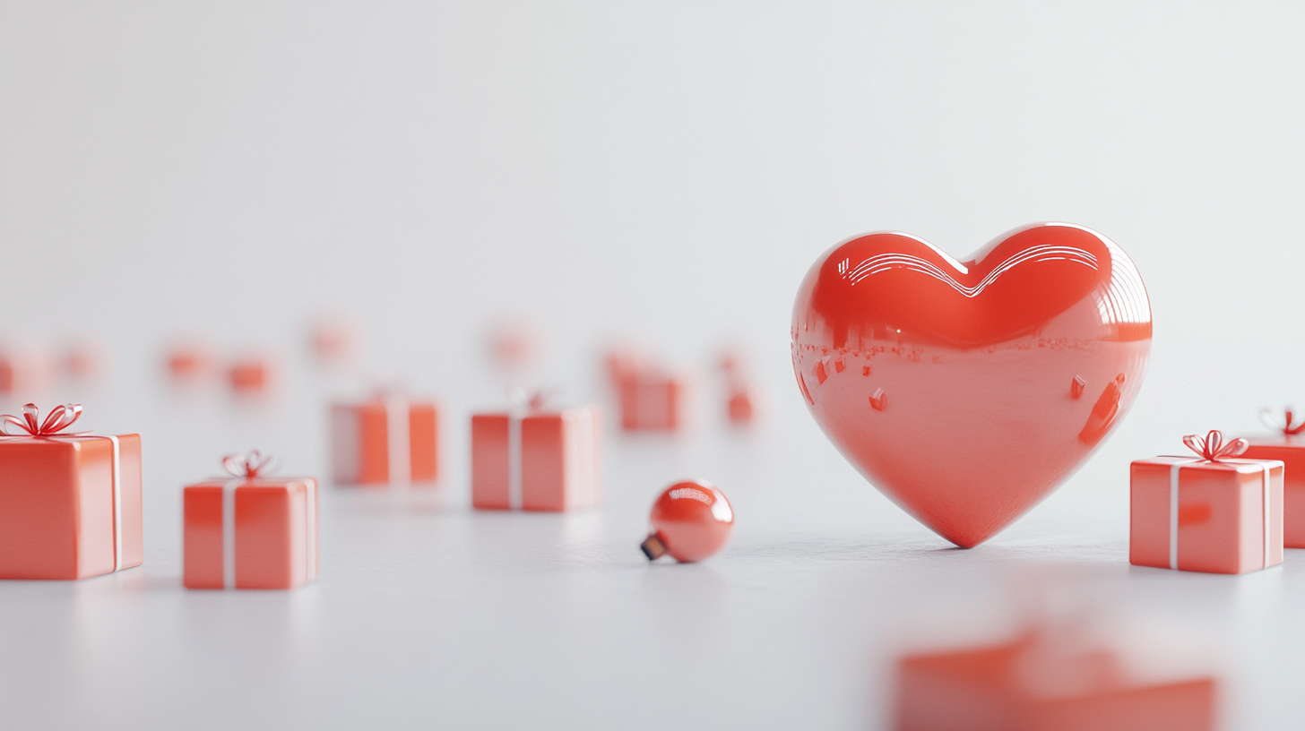 定设网-情人节3d立体红色爱心礼物礼盒背景