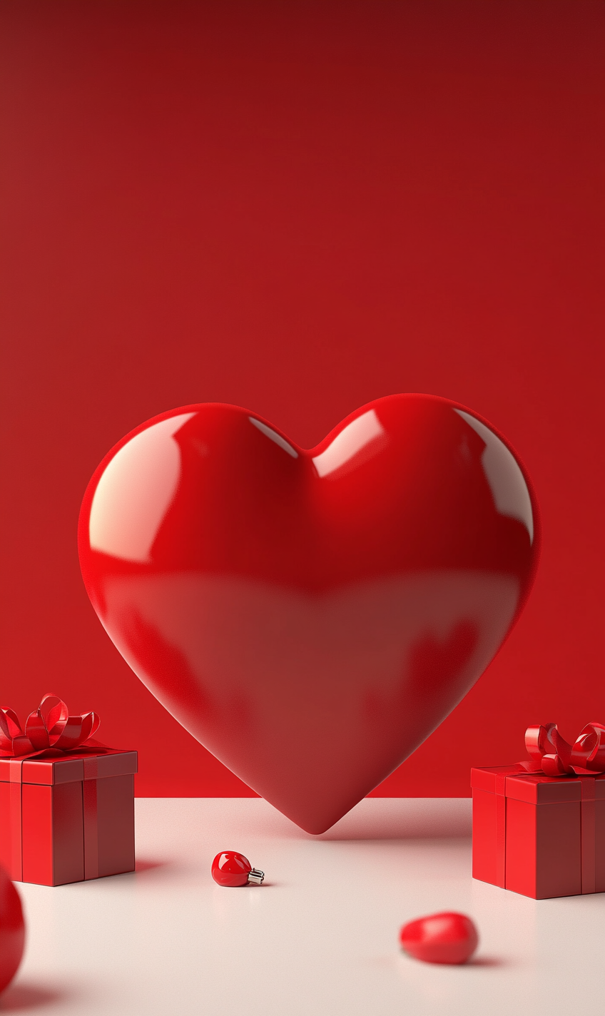 定设网-红色促销活动3d立体爱心礼物礼盒简约背景