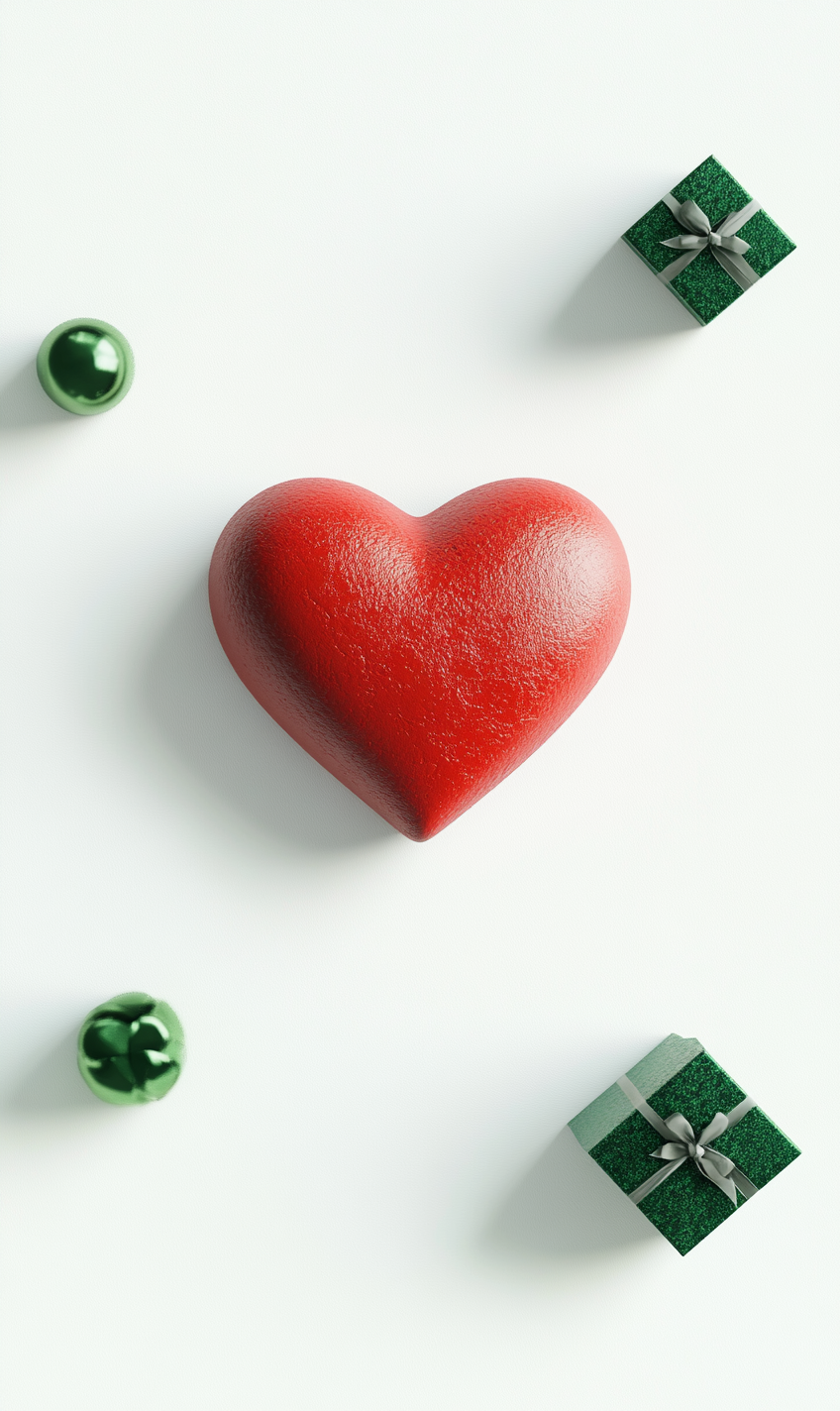 定设网-情人节3d立体红色爱心礼物礼盒简约背景