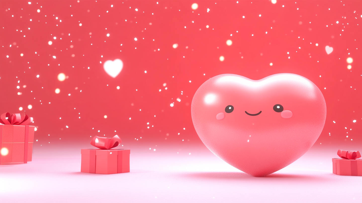 定设网-情人节促销活动3d立体浪漫可爱爱心简约背景