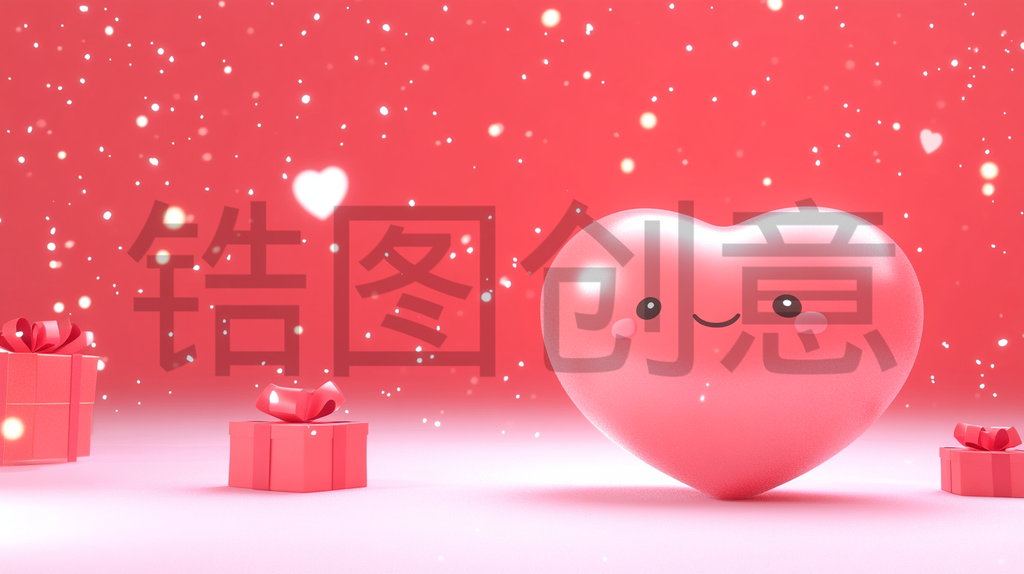 定设网-情人节促销活动3d立体浪漫可爱爱心简约背景
