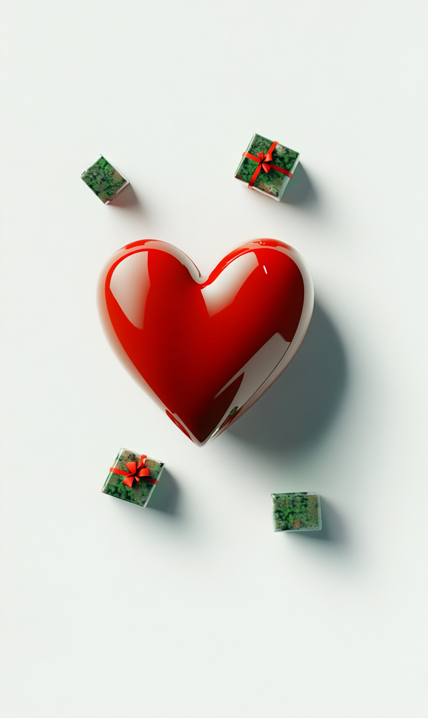 定设网-情人节促销活动3d立体红色爱心礼物礼盒简约背景