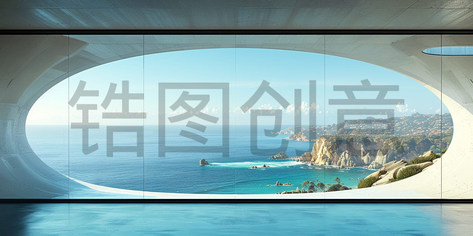 定设网-建筑系列蓝色建筑简约空间感渐变背景