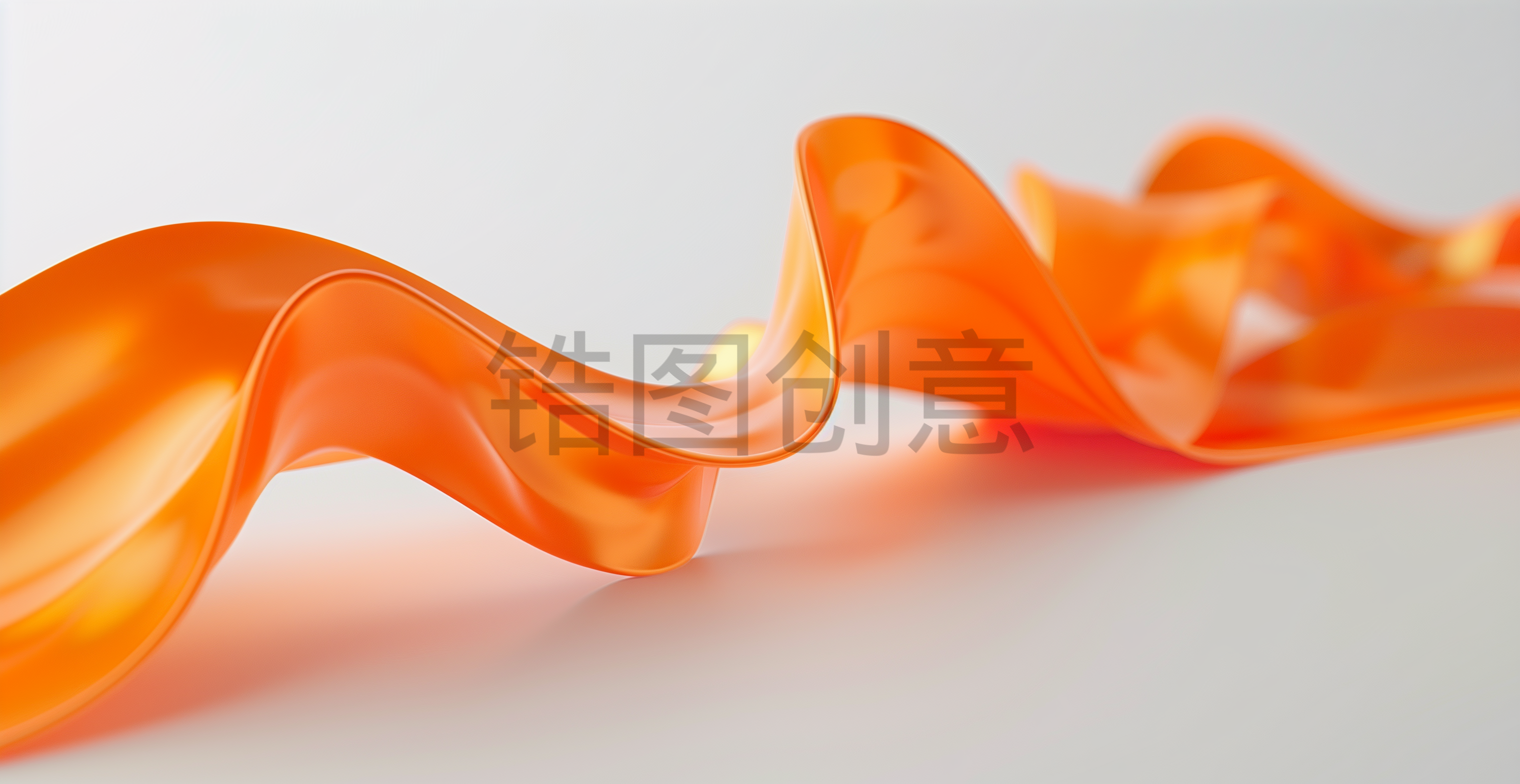 定设网-3d橙色丝带元素丝绸元素